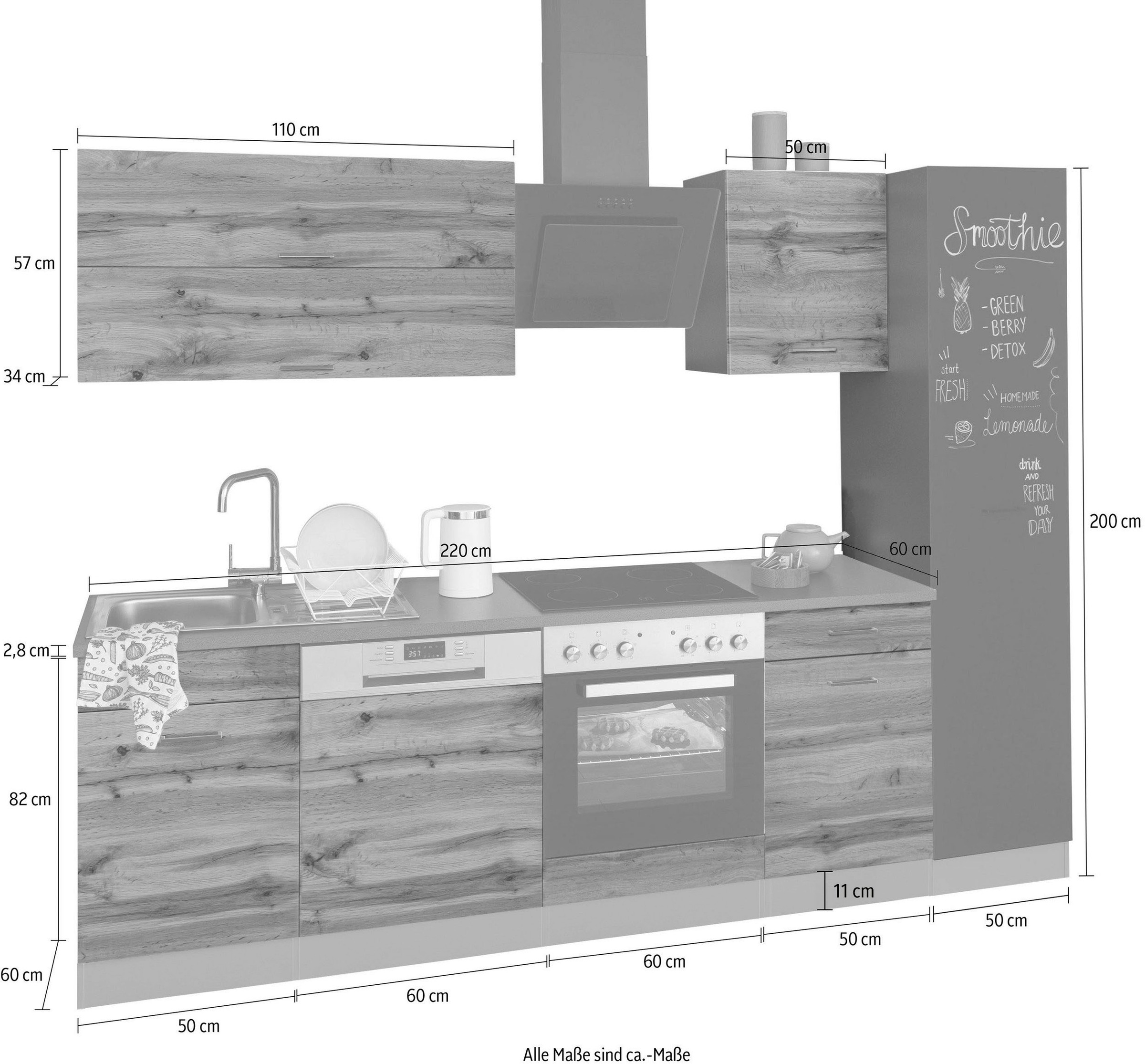 KOCHSTATION Küchenzeile »KS-Trier« ohne E-Geräte, Breite 270 cm