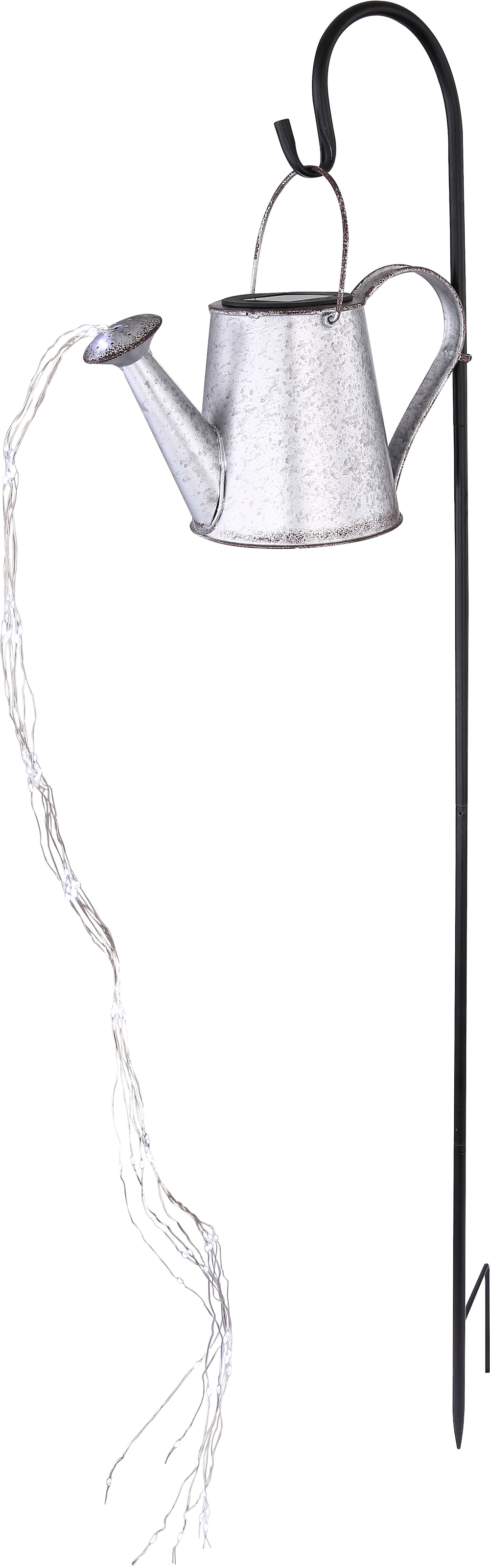 GLOBO LIGHTING LED Solarleuchte »SOLARLEUCHTE METALL SILBERGRAU, 80XLED« LED-Modul 1 Stk. Warmweiß Solar Garten Terrasse Außenbeleuchtung Dekoleuchten