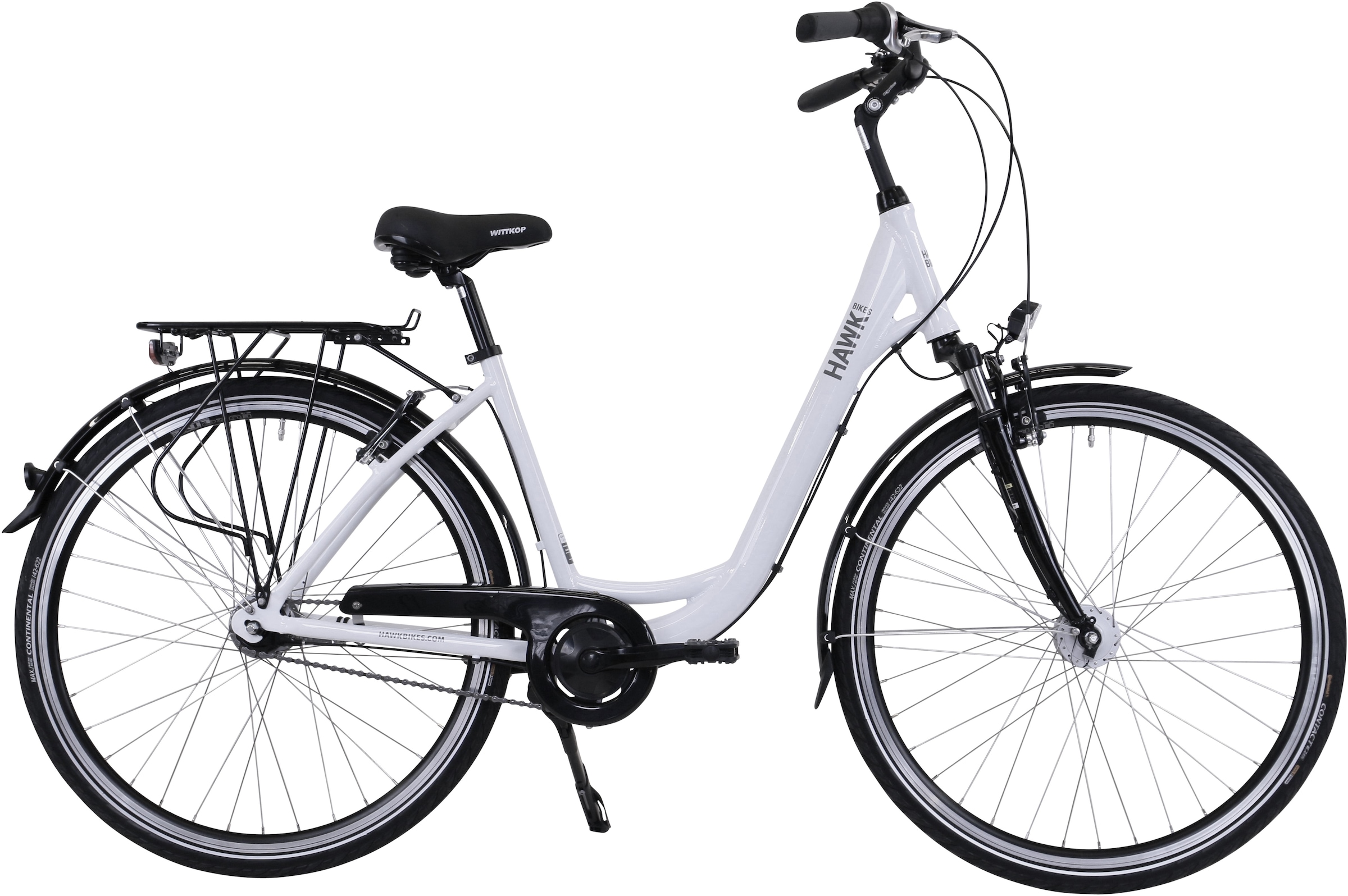 Bild von HAWK Bikes Cityrad »City Wave Deluxe White«, 7 Gang, Shimano, Nexus Schaltwerk, für Damen und Herren