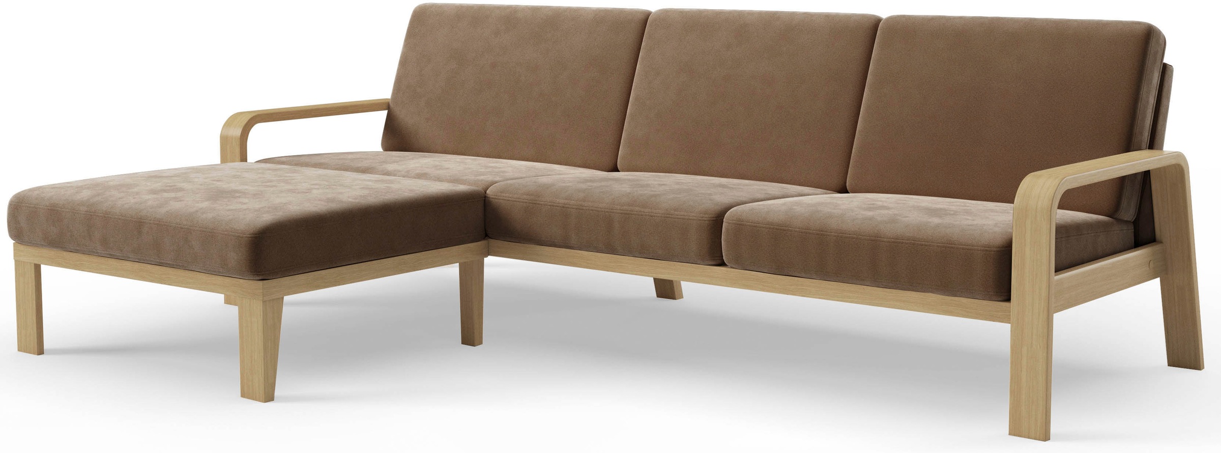 sit&more Ecksofa »Kolding L-Form« Armlehnen aus Buchenholz in natur, verschiedene Bezüge und Farben