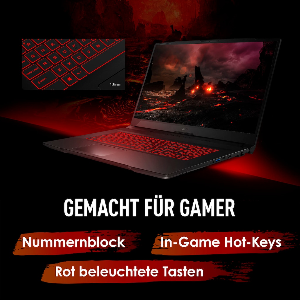 MSI Gaming-Notebook »Katana GF76 11UE-058«, 43,9 cm, / 17,3 Zoll, Intel, Core i7, GeForce RTX 3060, 1000 GB SSD