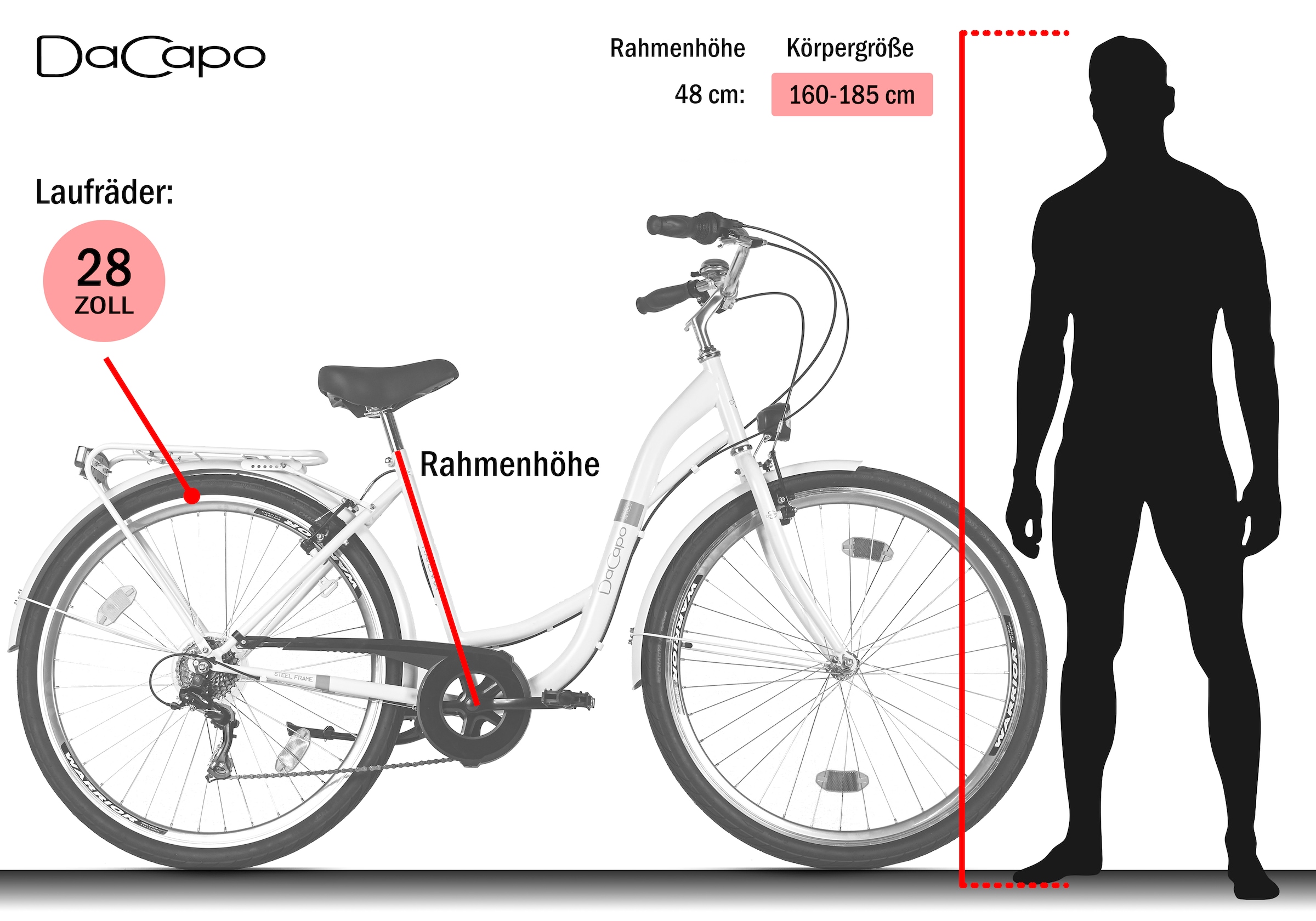 Dacapo Trekkingrad »Damen 28'' Ravenna 6 Beige 6 Gänge RH 48 cm« 6 Gang Shimano Tourney Schaltwerk Kettenschaltung