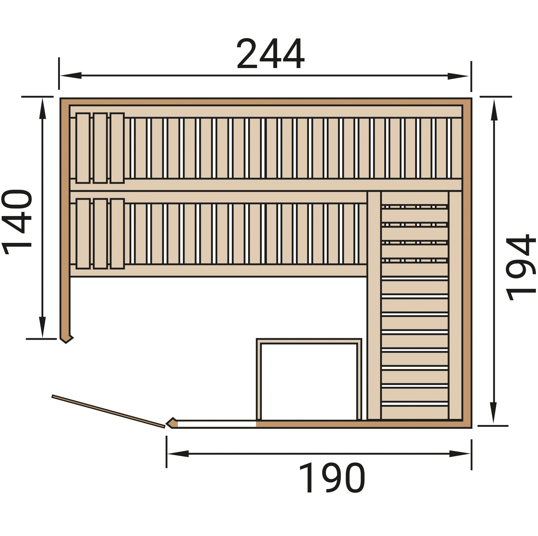 weka Sauna »Element-Ecksauna VARBERG 4« vorgefertigte Elemente, Fensterelement, moderne Ganzglastür