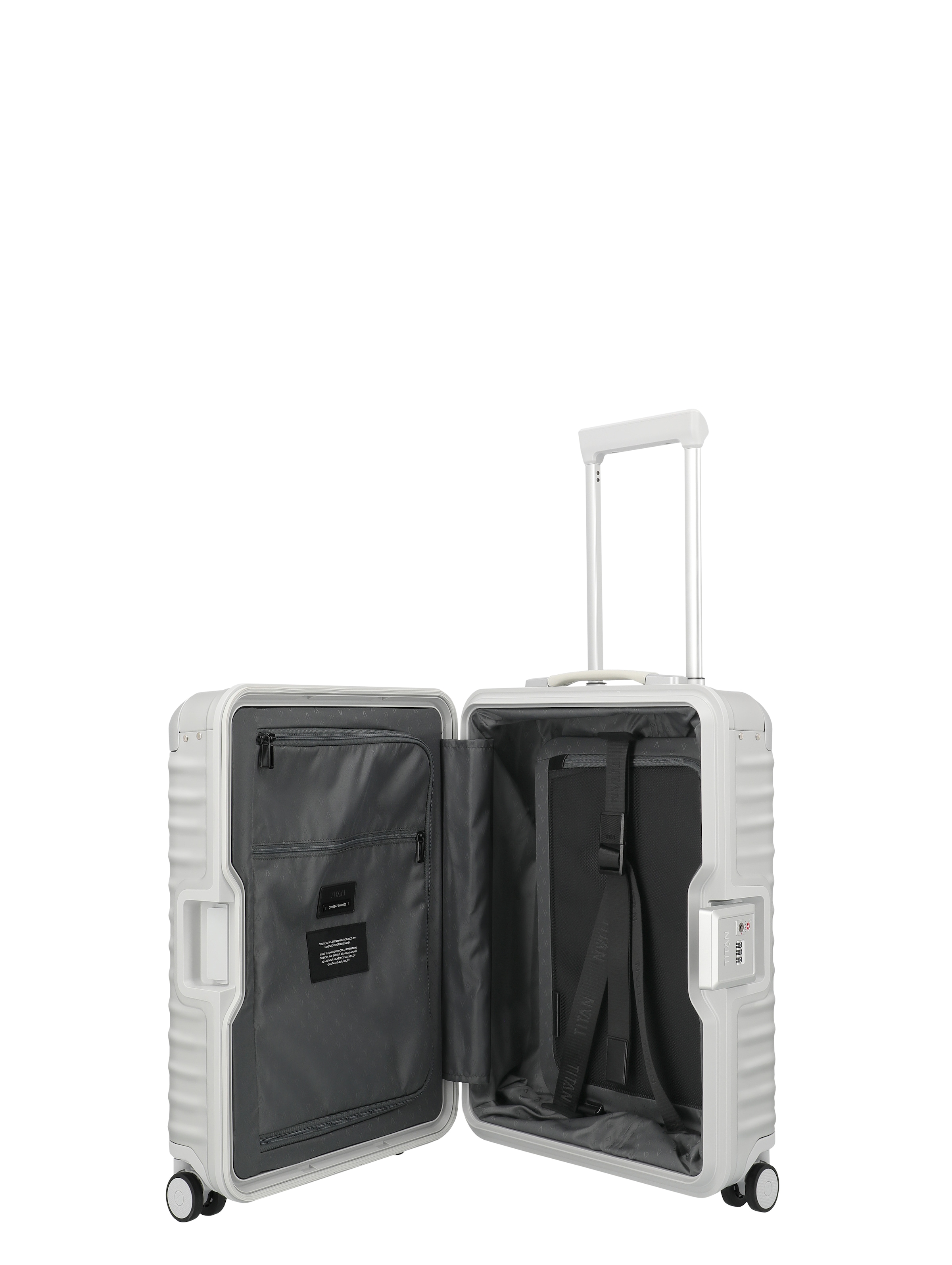 TITAN® Trolley »ETERNITY Aluminium Koffer Premium« 45 l 4 Rollen mit TSA-Rahmenverschluss, Smart Frame, Flüsterrollen – Made in Germany