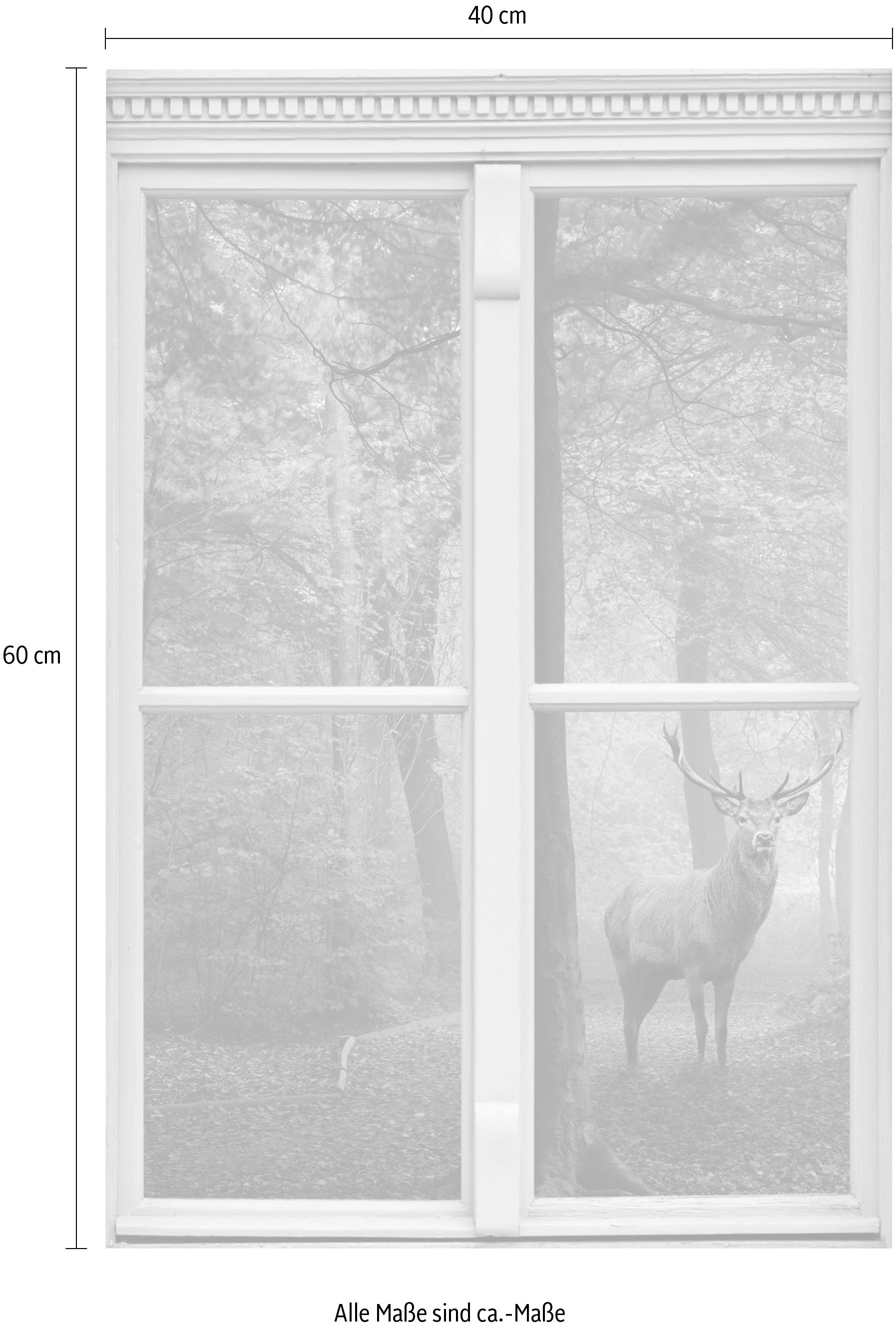 queence Wandsticker »Hirsch«, Wandsticker, Wandbild, selbstklebend, 3D, Fenster