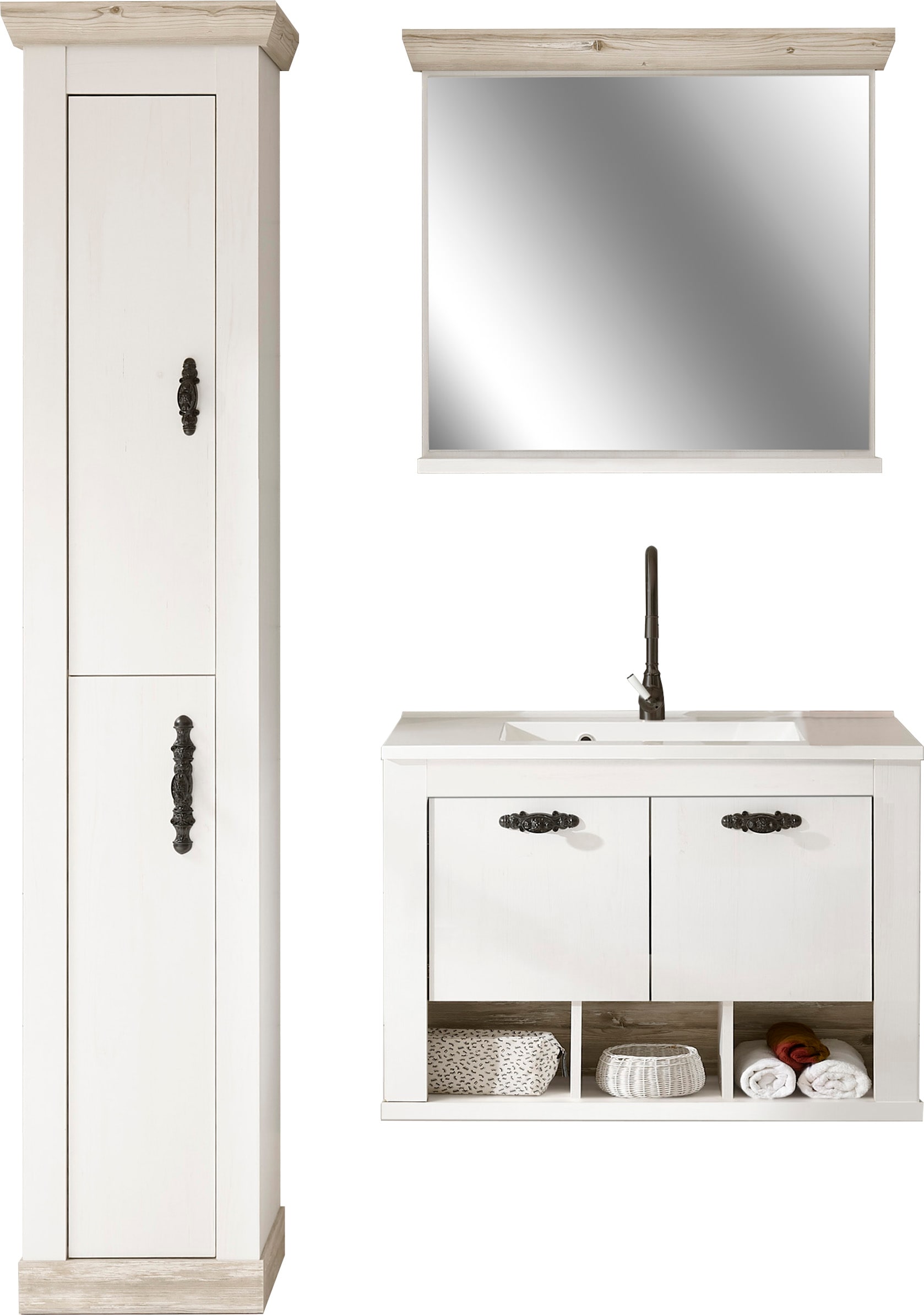 Home affaire Badmöbel-Set »Florenz, Bad im Landhausstil, 3-teiliges Badezim günstig online kaufen