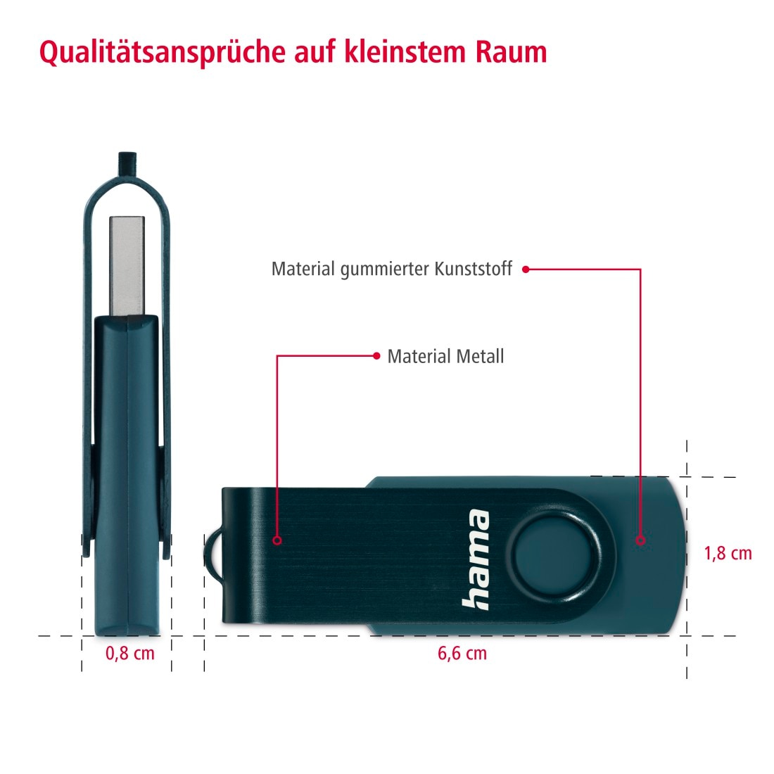 Hama USB-Stick »Rotate, USB 3.0, Petrolblau«, (USB 3.0)