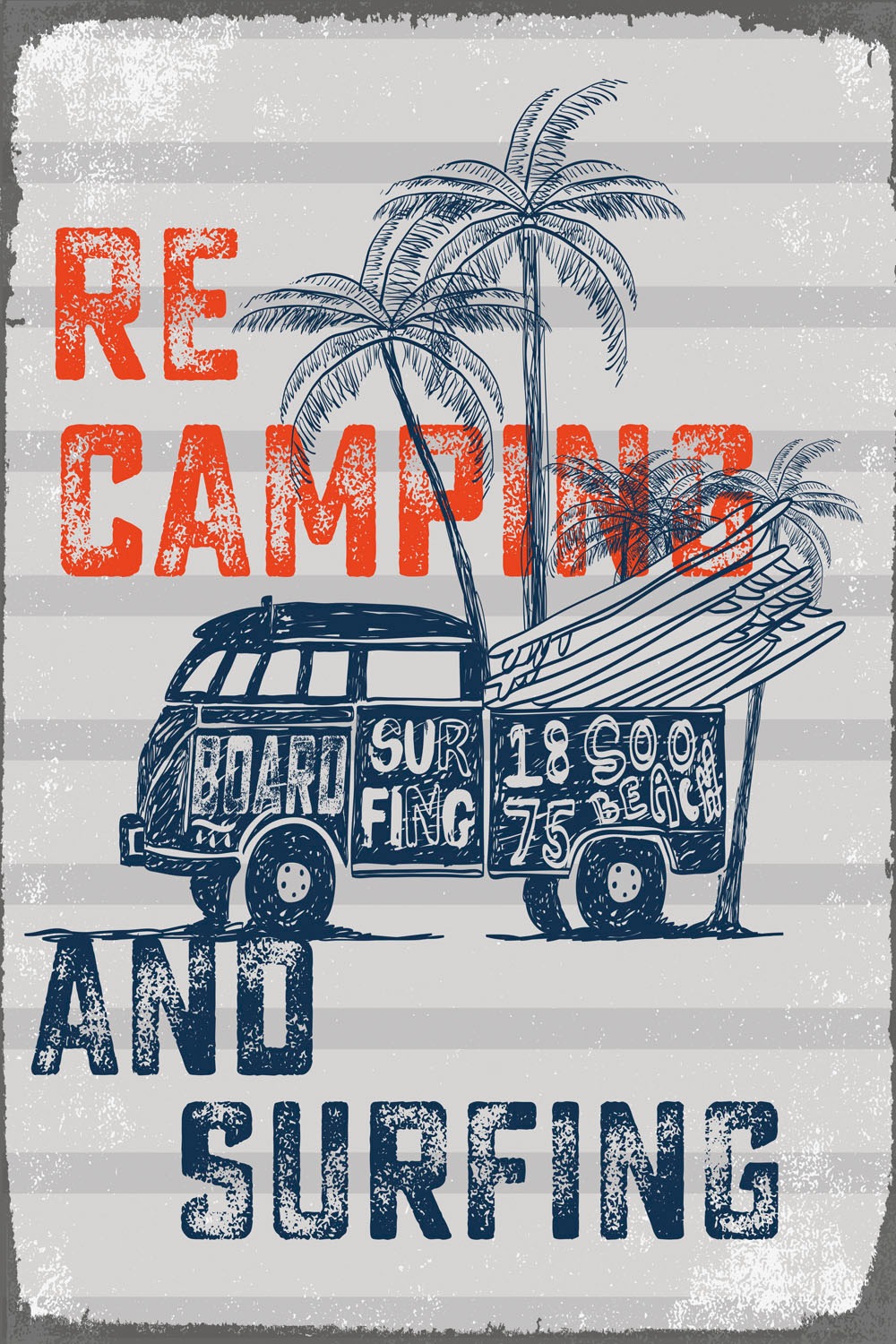 queence Metallbild »ReCamping« Motivationsbilder | Schriftzug | Strand 1 Stk. tlg. Stahlschilder