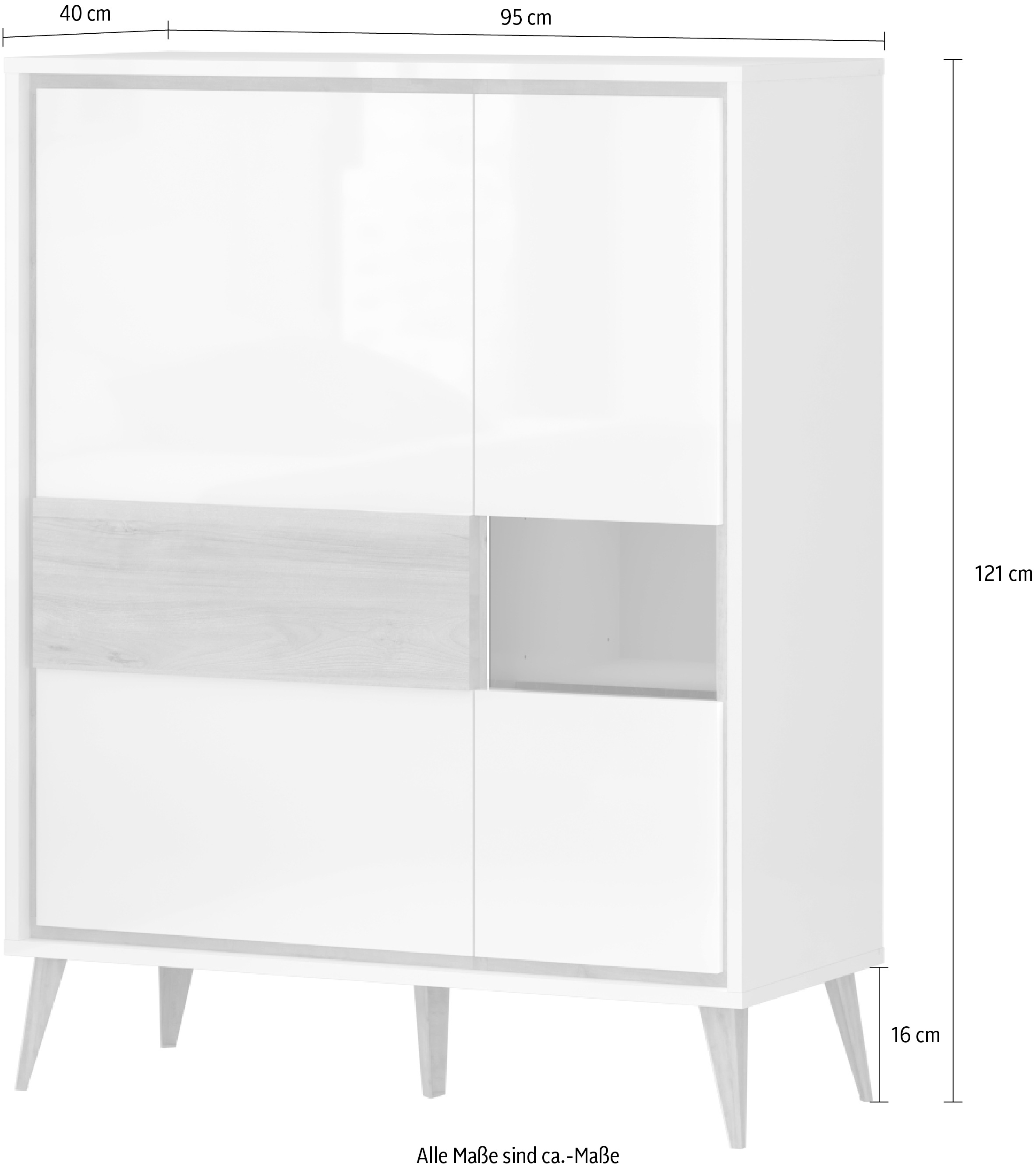 Home affaire Highboard »Vida«, UV lackiert, hochglänzend, Soft-Close und Push-to-open Funktion