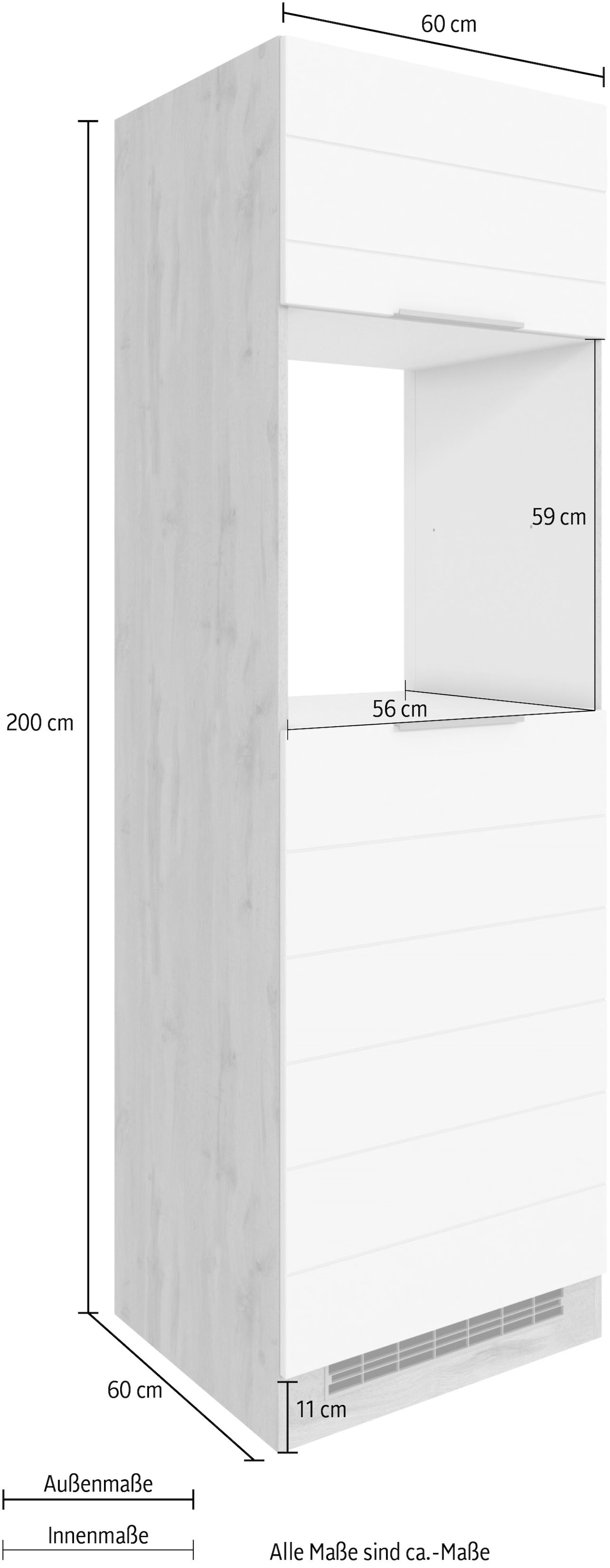 KOCHSTATION Backofenumbauschrank »KS-Luhe« 60 cm breit, hochwertige MDF-Fronten mit waagerechter Lisene