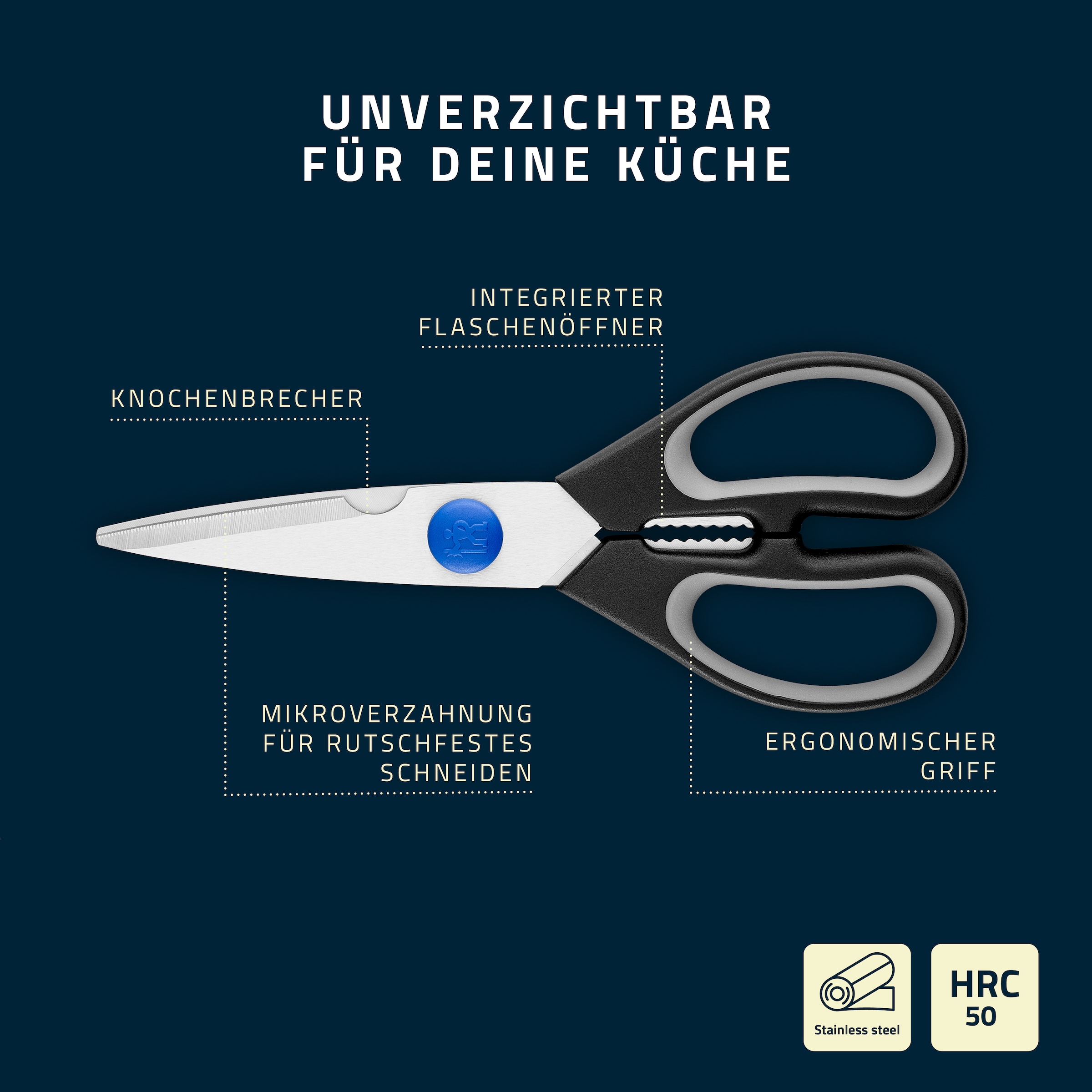 HENCKELS by ZWILLING Haushaltsschere »Vielzweckschere Henckels by ZWILLING« Schere aus Edelstahl, mit Flaschenöffner
