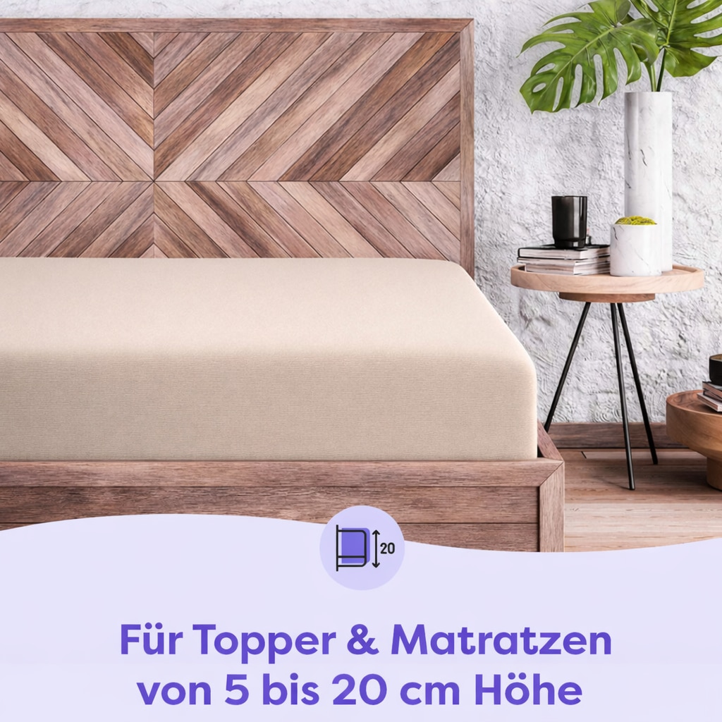 Wolkenfeld Spannbettlaken »100% Baumwolle - Superweiches Bettlaken für Matratzen von 5 bis 20cm« Rutschfest & Blickdicht - 90x200, 140x200, 160x200, 180x200 200x200