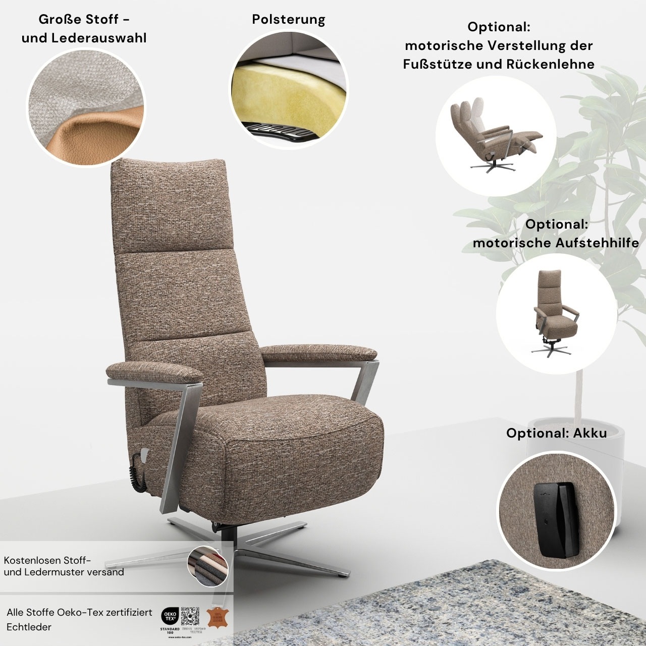 sit&more TV-Sessel »Vario Comfort, inkl. Kopfteilverstellung & 360° Drehfun günstig online kaufen