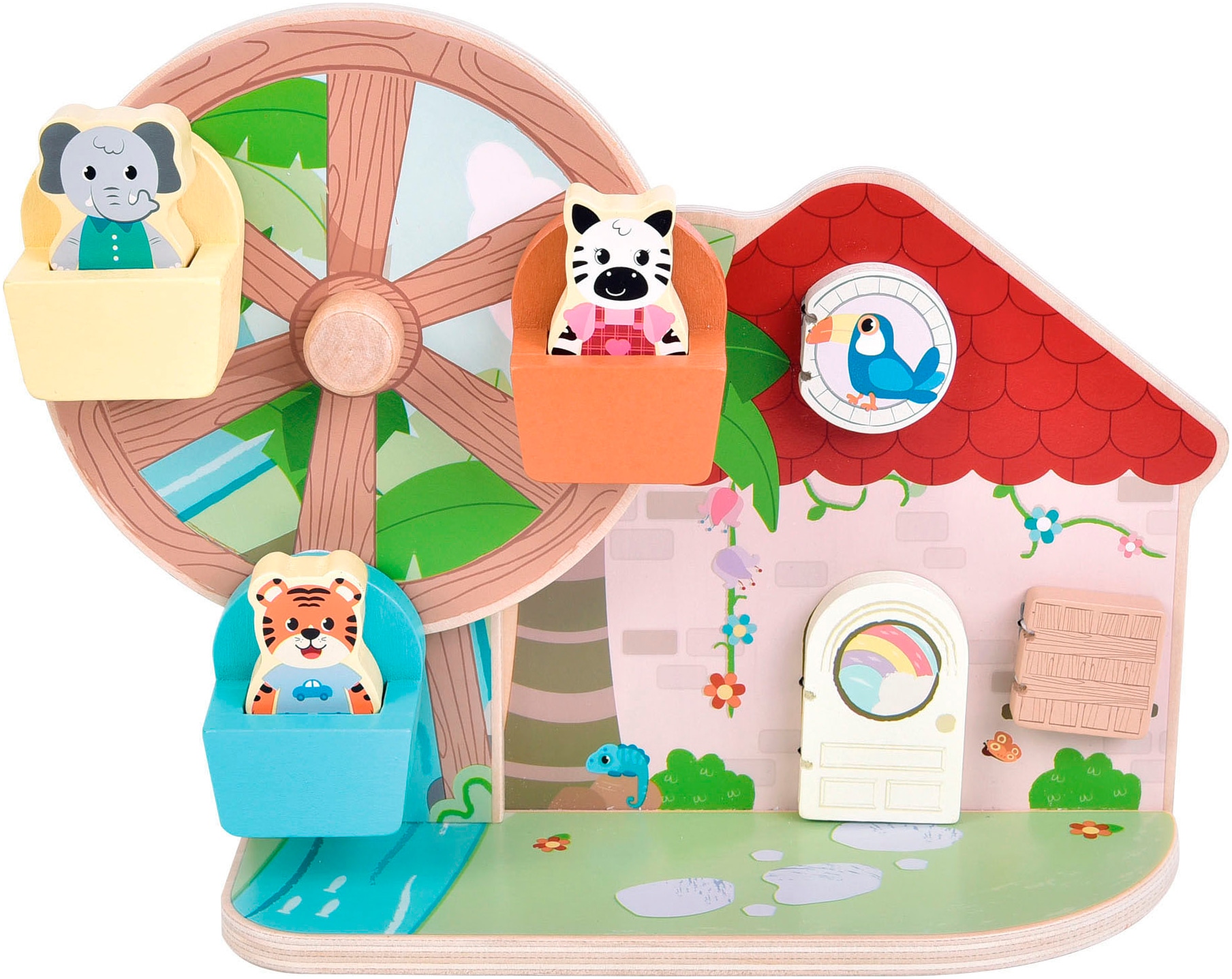 Small Foot Spielcenter »Motorikspielzeug Riesenrad Jungle Friends« aus Holz, FSC® - schützt Wald