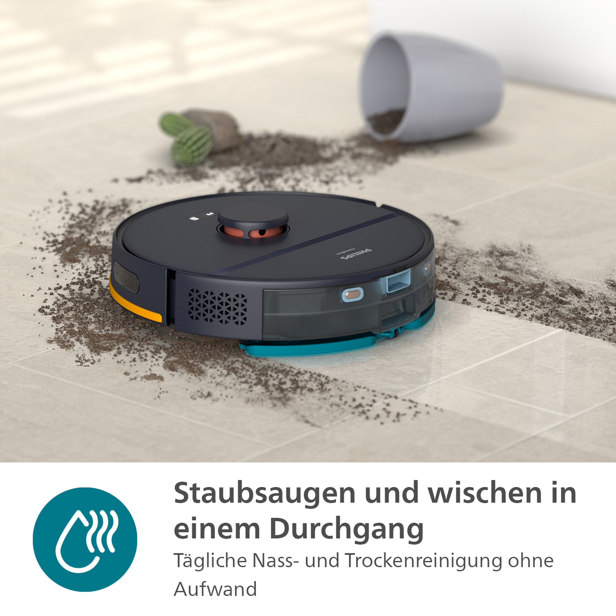 Philips Nass-Trocken-Saugroboter »XU2100/10 2000 Series, mit Teppich-Boost Funktion«, LDS-Radarnavigationssystem, HomeRun App, inkl. Entleerungsstation