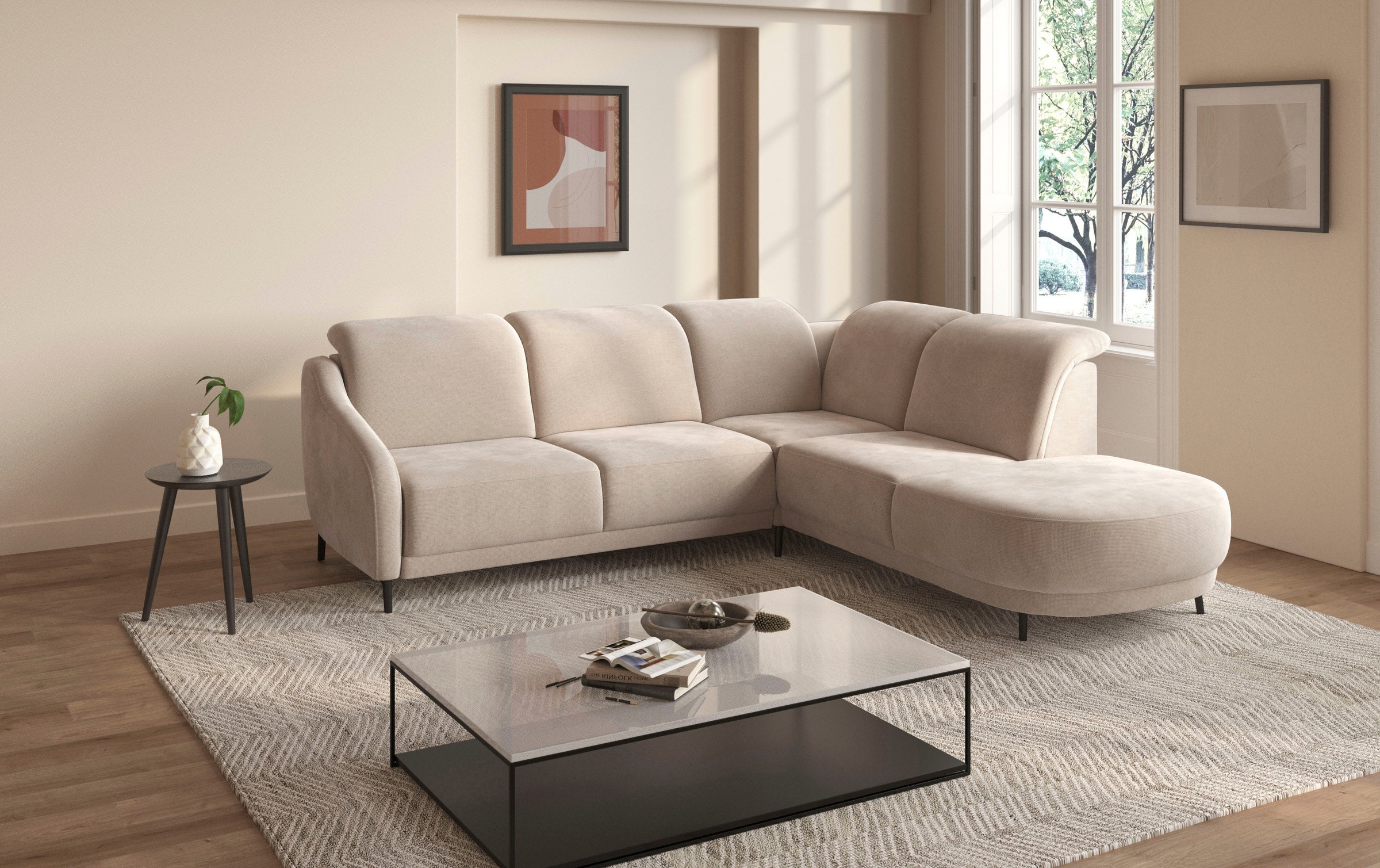 sit&more Ecksofa »Blues L-Form«, wahlweise mit Klapptisch und USB günstig online kaufen