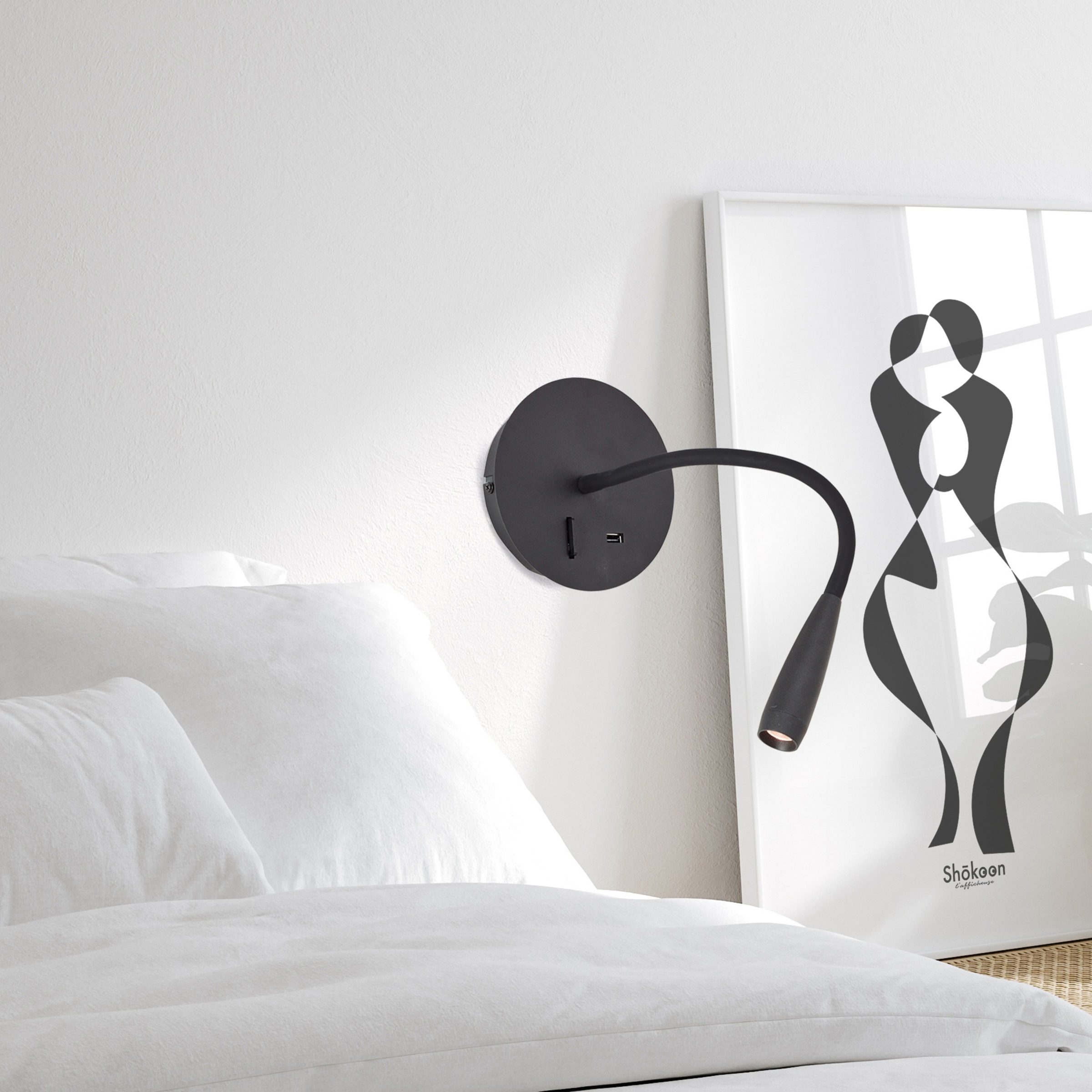 Brilliant LED Wandstrahler »Jutta«, USB-Anschluss, flexibler Lesearm, 170 l günstig online kaufen