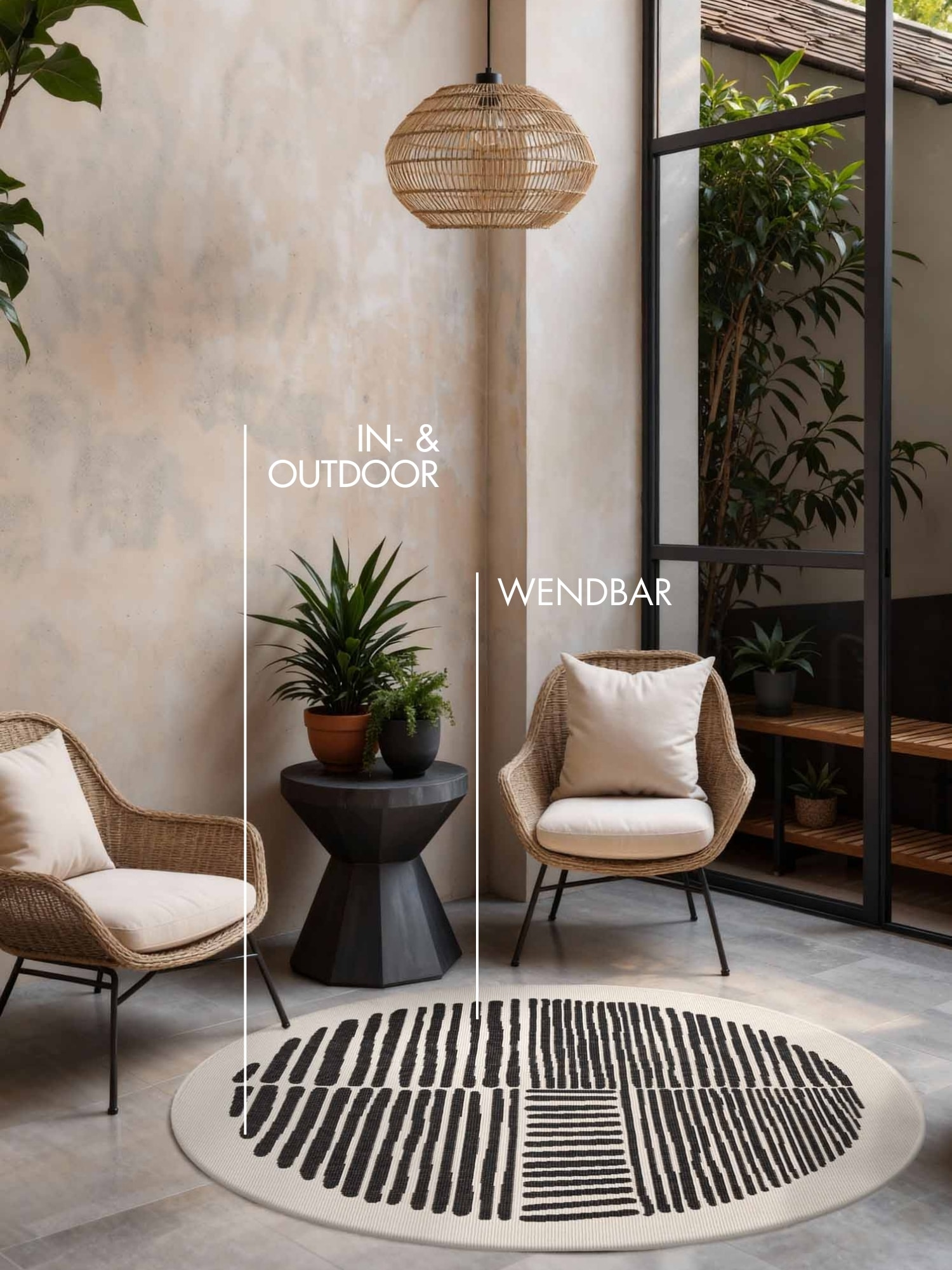 Ted Baker Teppich »Bounds« rund 8 mm Höhe Designteppich, Wetterfest, Pflegeleicht, Modern, Wohnzimmer, Terrasse