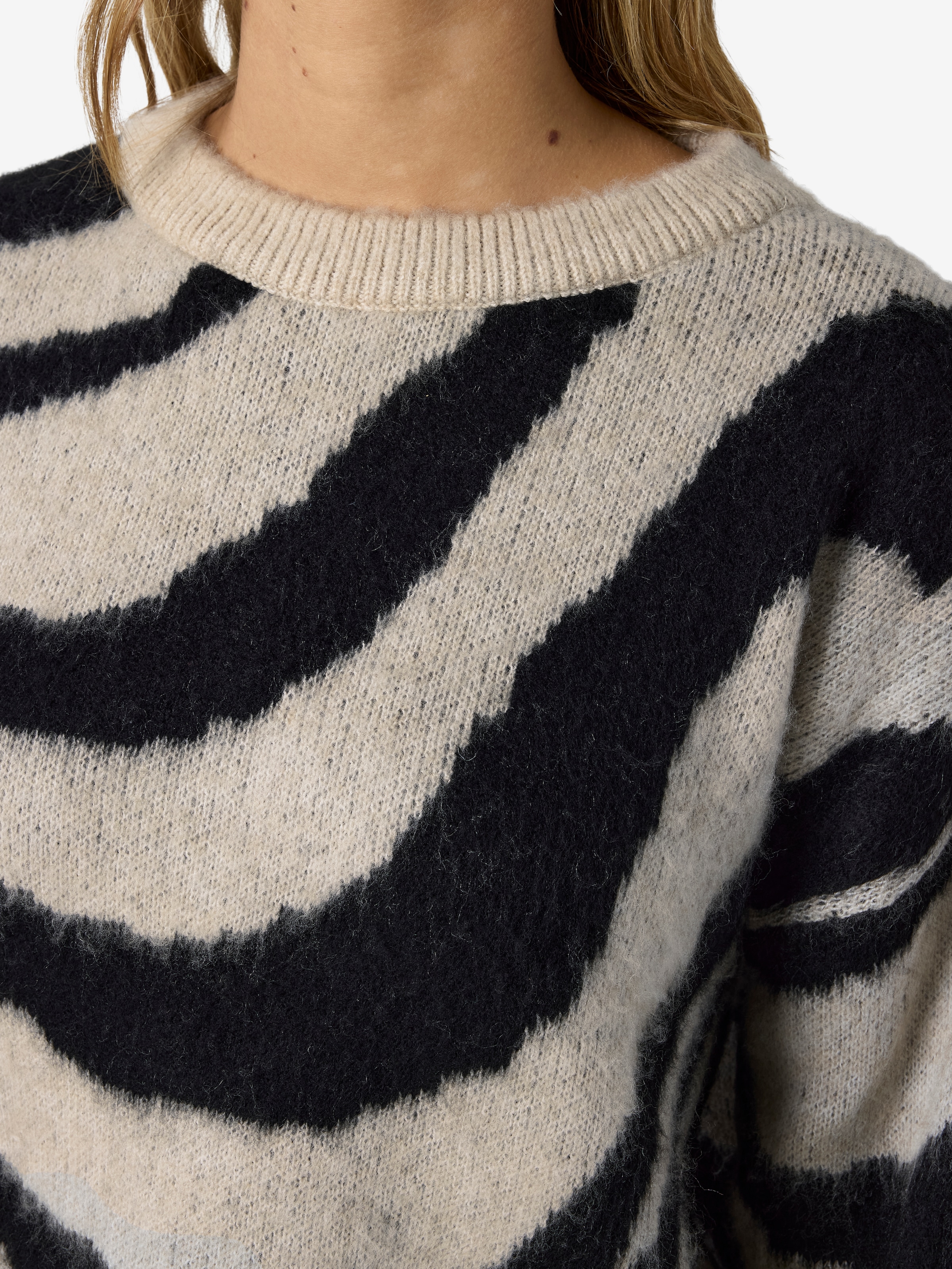 Noisy may Strickpullover »NMSOFF L/S O-NECK KNIT NOOS« Materialmix, regular fit
