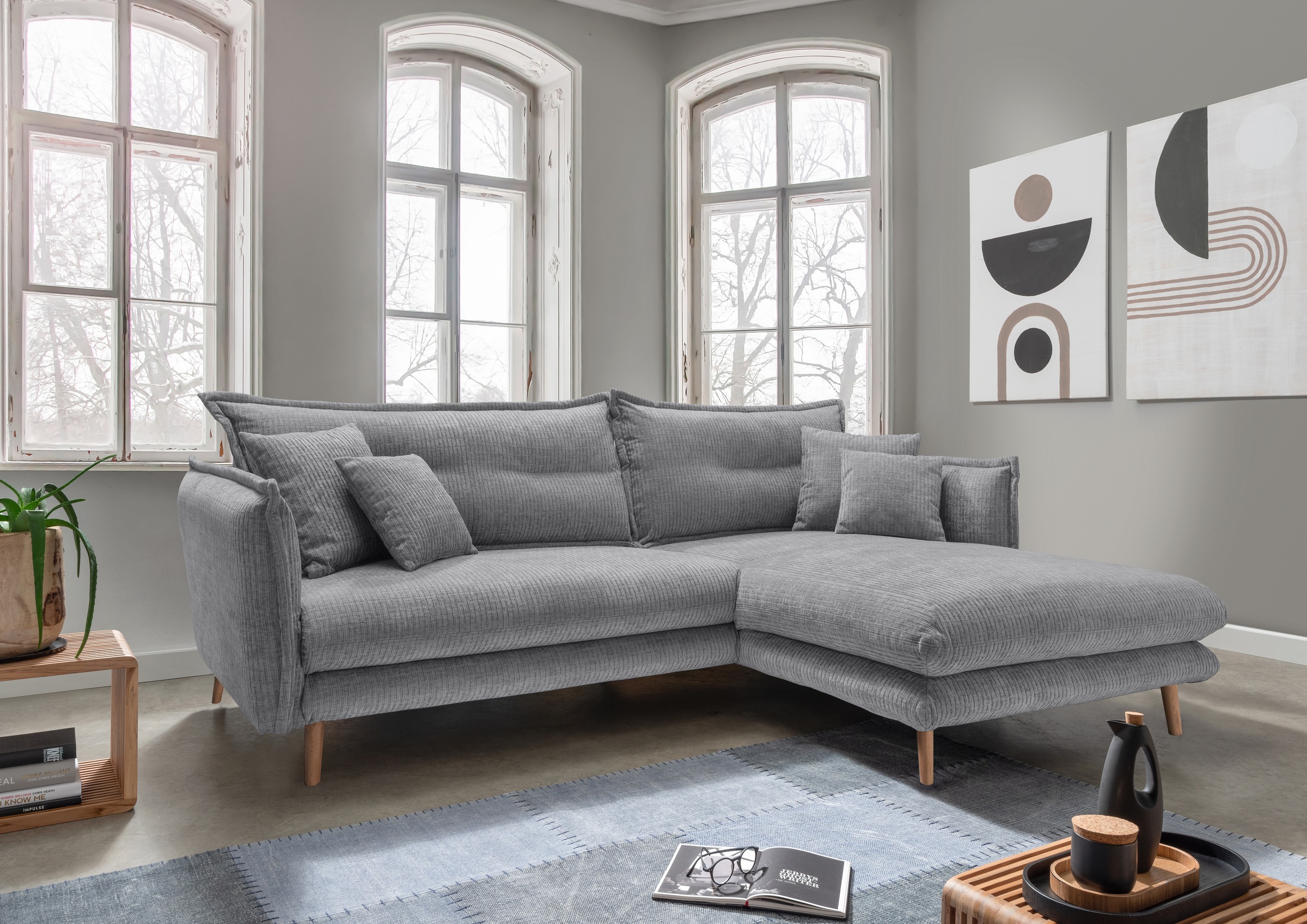 INOSIGN Ecksofa »Lazio modern und bequem, schmale Armlehnen, tolle Detailve günstig online kaufen