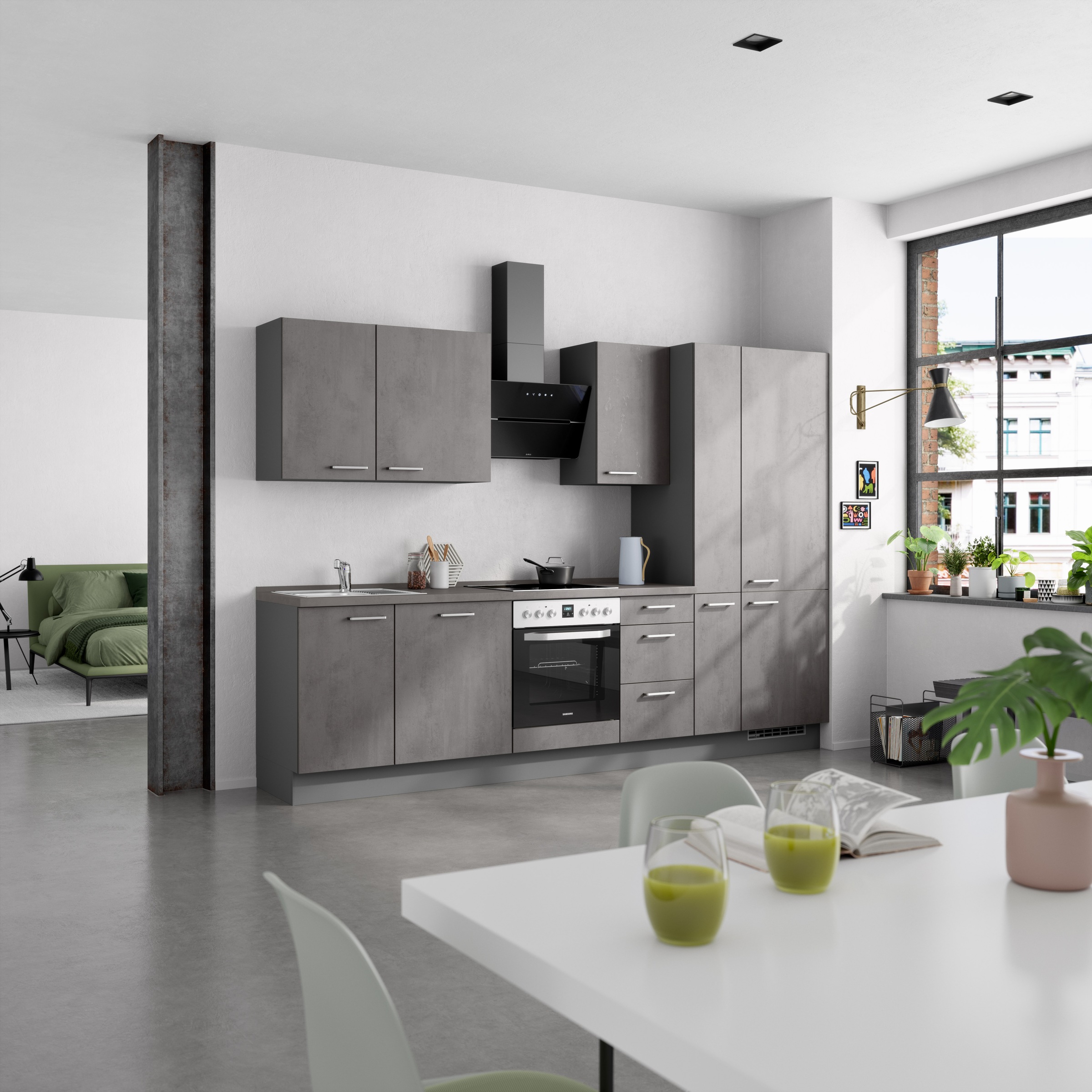 nobilia® Küchenzeile »"Riva II"«, vormontiert, Ausrichtung wählbar, Breite 300 cm, wahlw. mit E-Geräten