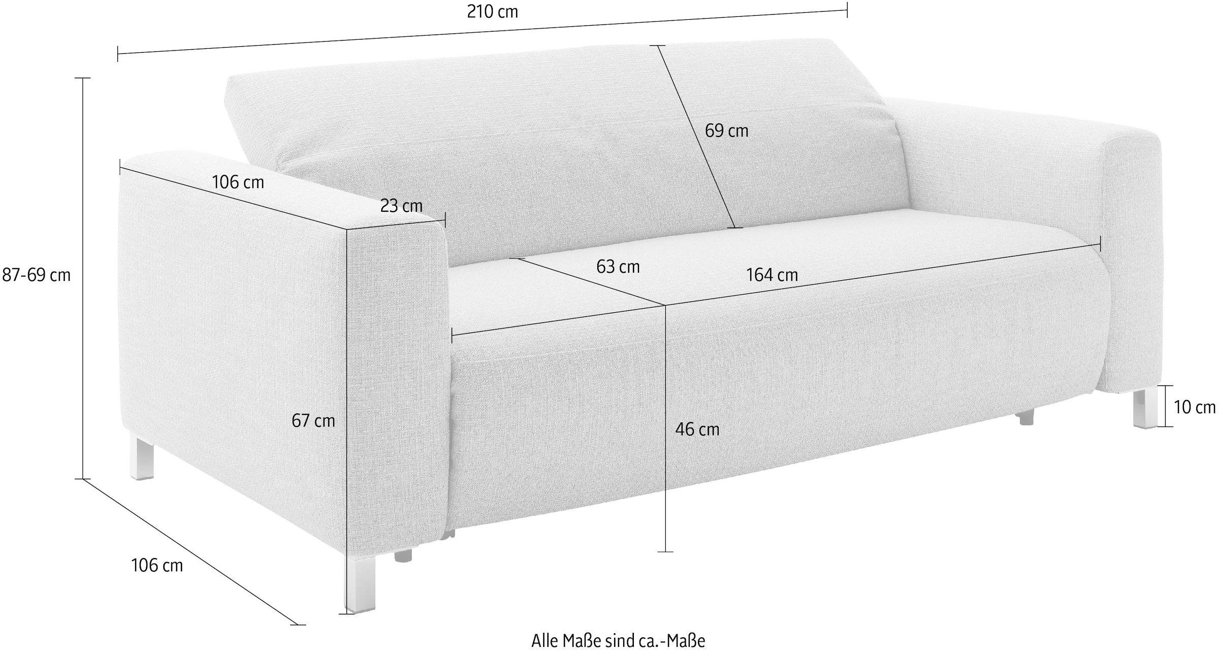 Places of Style Schlafsofa »Quarto für Dauerschläfer geeignet durch hochwertigen Faltbeschlag«, 3 Breiten und 3 Matratzenausführungen, belastbar zwischen 200-.270kg