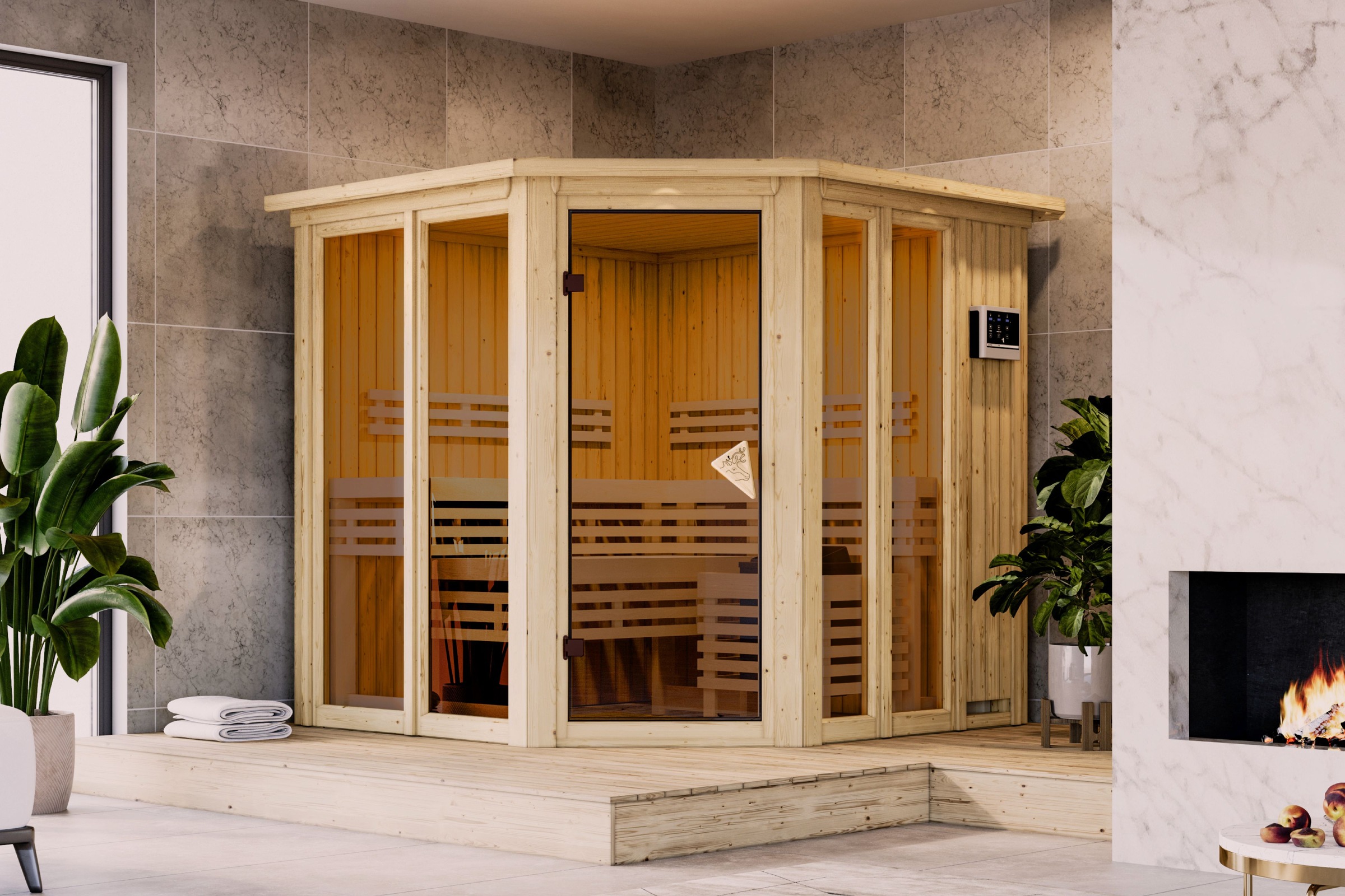Karibu Sauna »"Airia" mit Kranz, naturbelassen« aus hochwertiger nordischer günstig online kaufen
