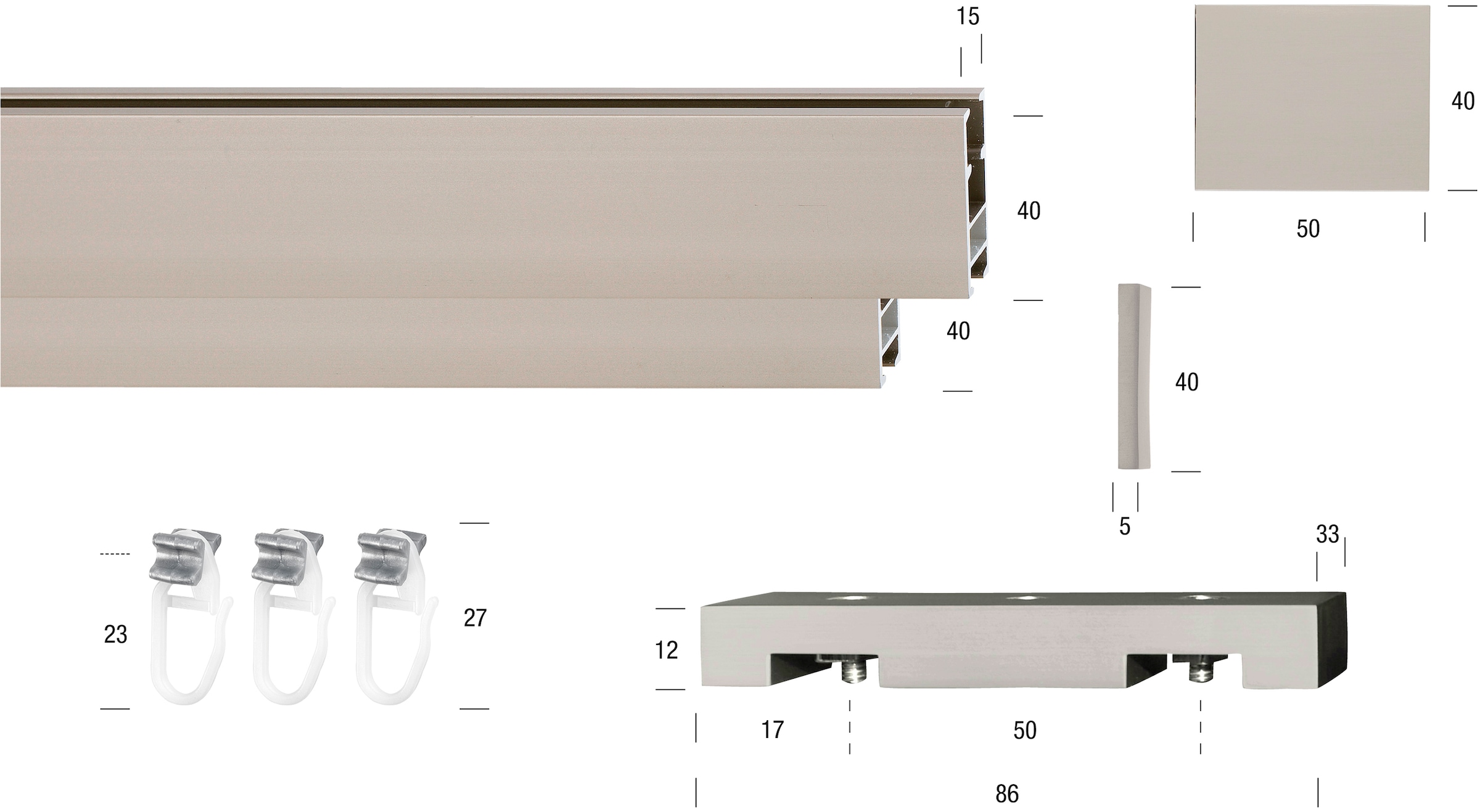 GARESA Gardinenstange »FLAT«, 2 läufig-läufig, Wunschmaßlänge, Rechteckprofil, Deckenmontage, perfekter Lauf, modern, verlängerbar