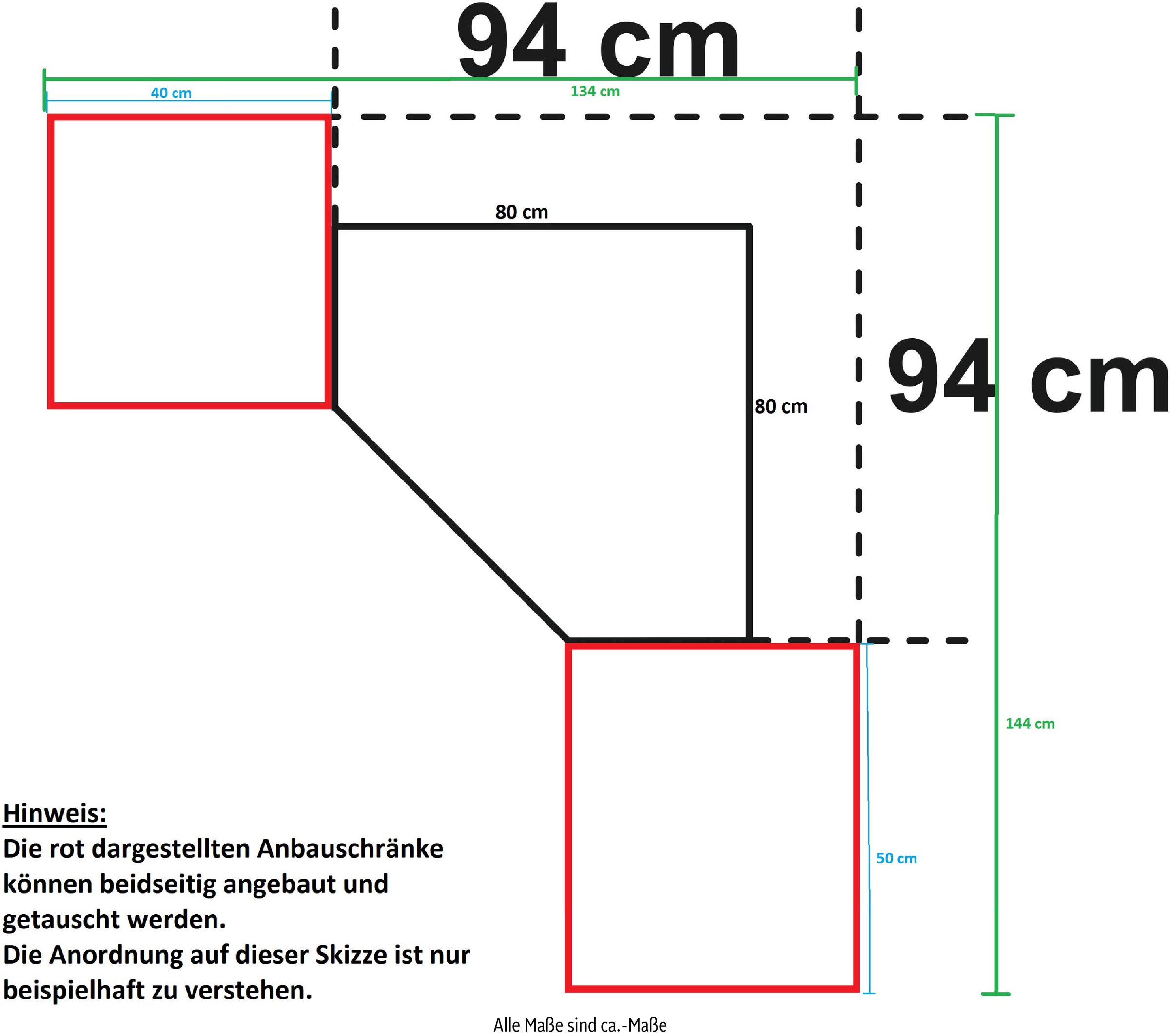 Wimex Schranksystem »Münster«, (Spar-Set, 6tlg: Eckschrank+ 2 Schränke 40cm und 50cm breit+ 3 Aufsatzmodule), Mehrzweckschrank