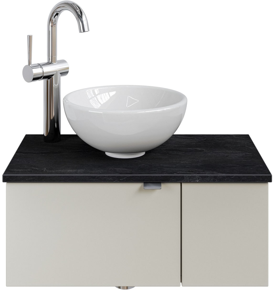 Saphir Waschtisch »Serie 6915 Waschschale mit Unterschrank für Gästebad, Gäste WC«, 61 cm mit Keramik-Aufsatzbecken, 2 Türen und 1 Fach