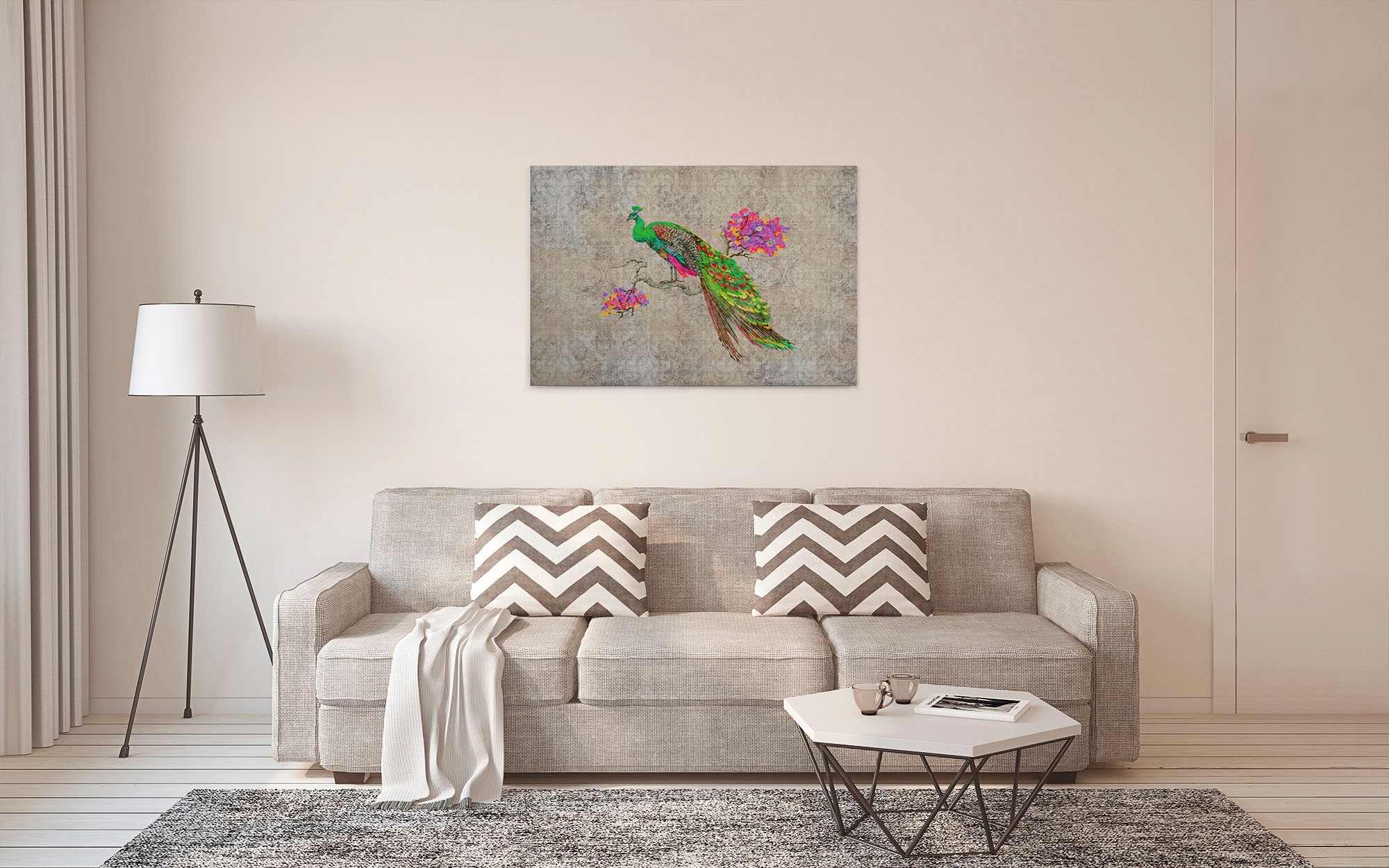 A.S. Création Leinwandbild »peacock«, Kunst-Tiere-Kinder, (1 St.), Keilrahmen Bild Bunt Pfau Leinwand-Bild Wohnzimmer modern Wandbild