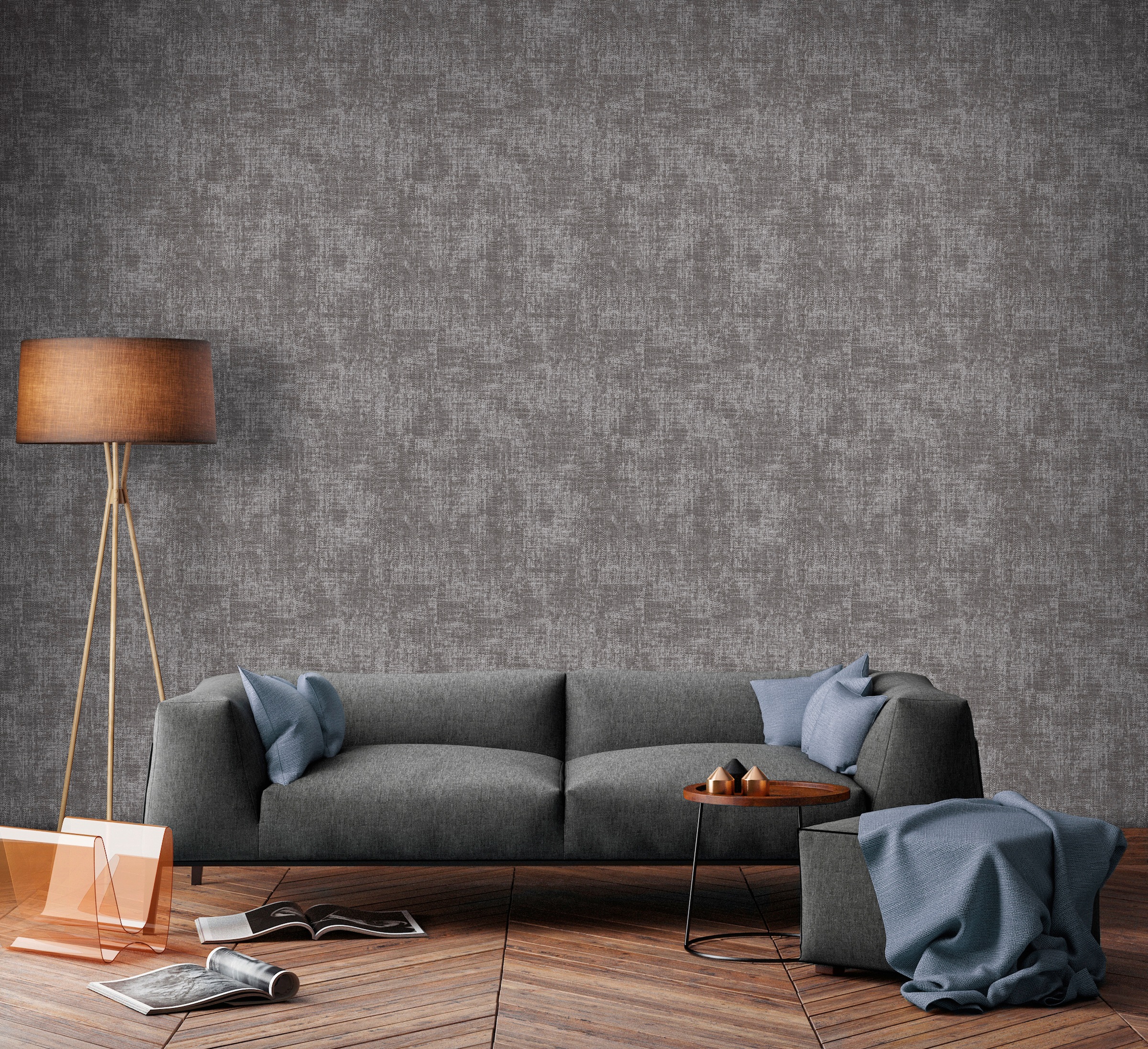 Superfresco Easy Vliestapete »Fabric Zara« aufgeschäumt Anthracite - 10mx52 günstig online kaufen