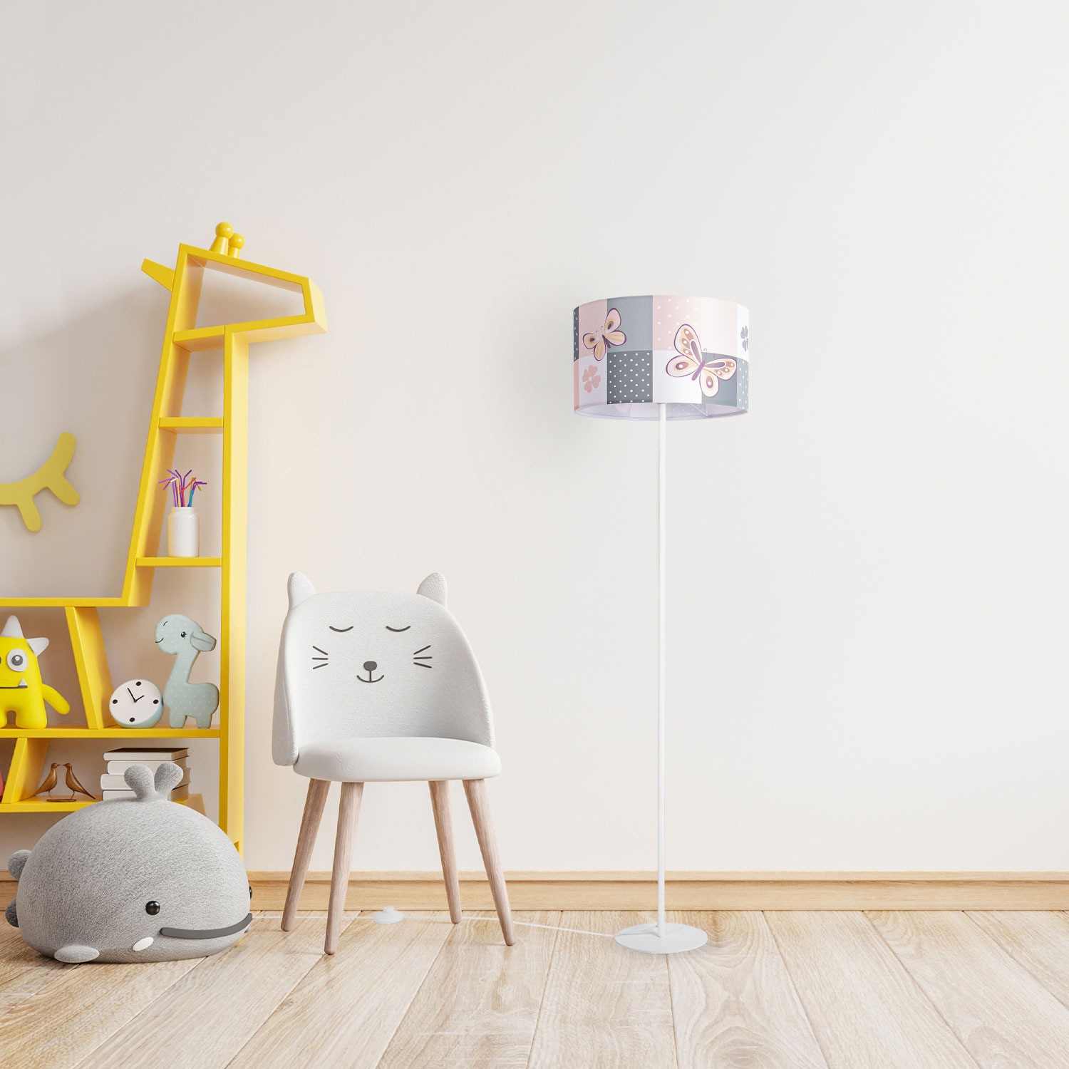 Paco Home Stehlampe »Cosmo 220«, 1 flammig, Leuchtmittel E27 | ohne Leuchtmittel, Lampe Kinderzimmer Kinderlampe Babyzimmer E27 Schmetterling Blumen