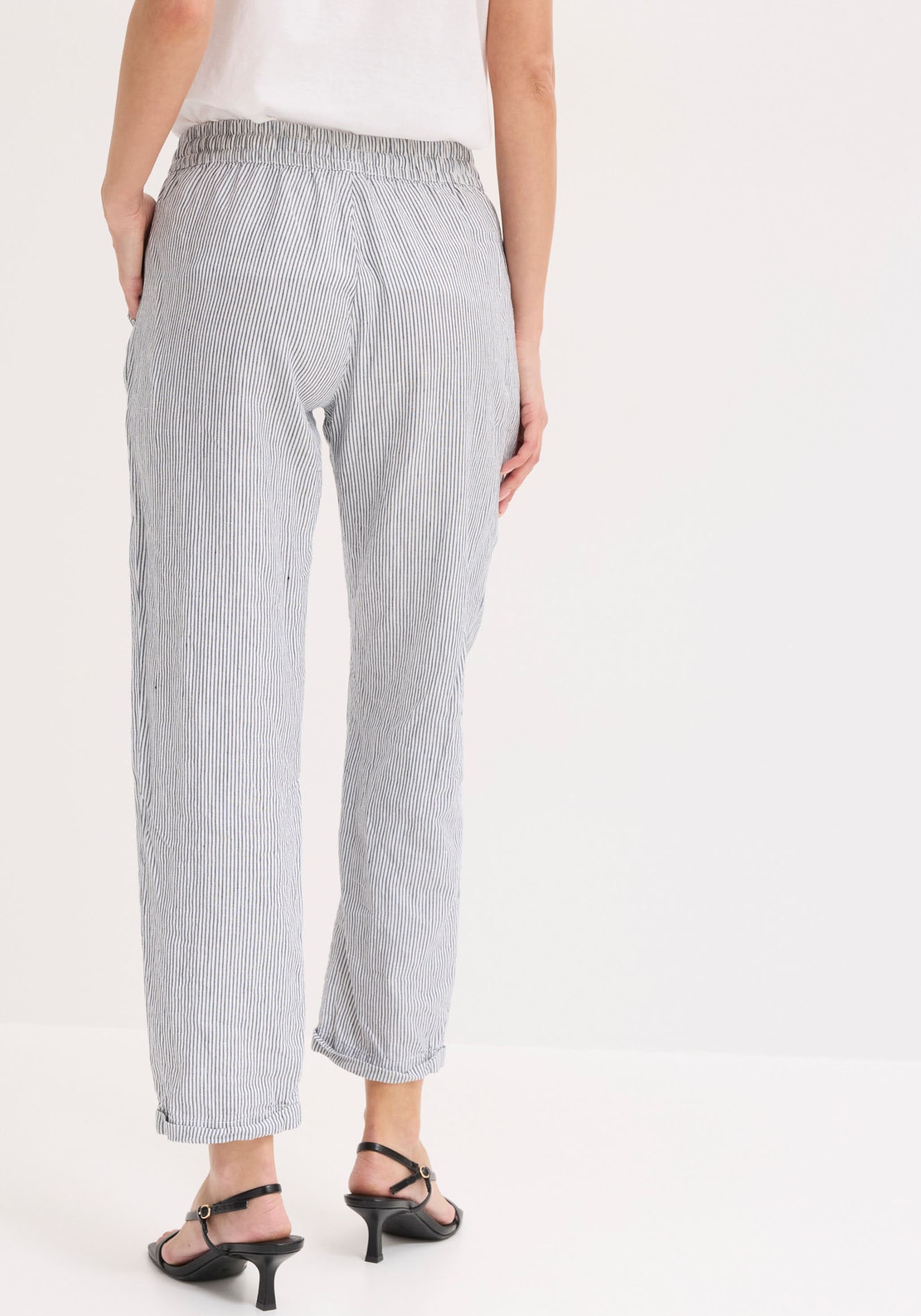bonprix Leinenhose  aus Leinen und Lyocell, mit Elastik-Bündchen, Regular Fit