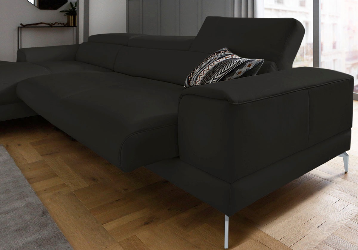 W.SCHILLIG Ecksofa »piedroo, Designsofa mit tollem Sitzkomfort, bequem und elegant, L-Form«, Kopfteilverstellung, wahlweise mit Sitztiefenverstellung, Breite 343cm
