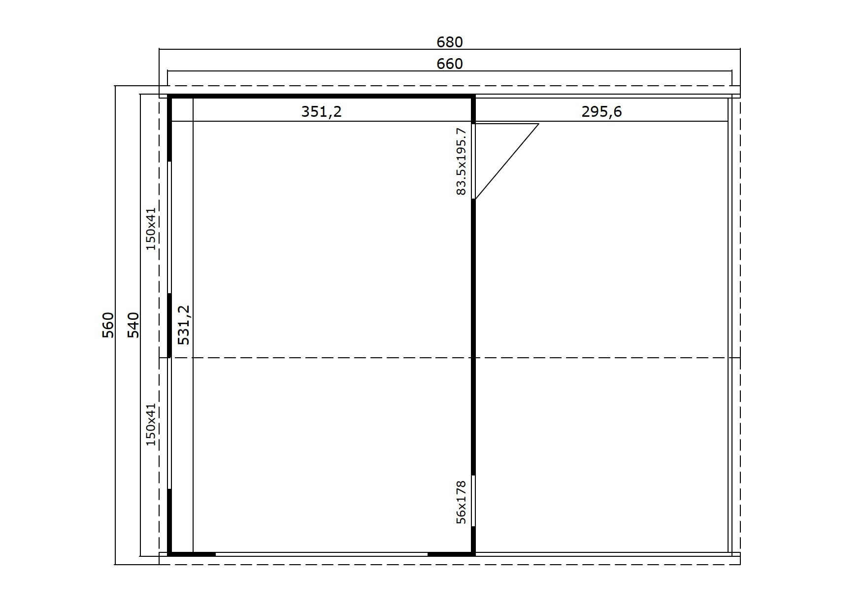 Nordic Holz Garage »BAHAMAS«, BxT: 680x560 cm, 205 cm Einfahrtshöhe, mit Sektionaltor