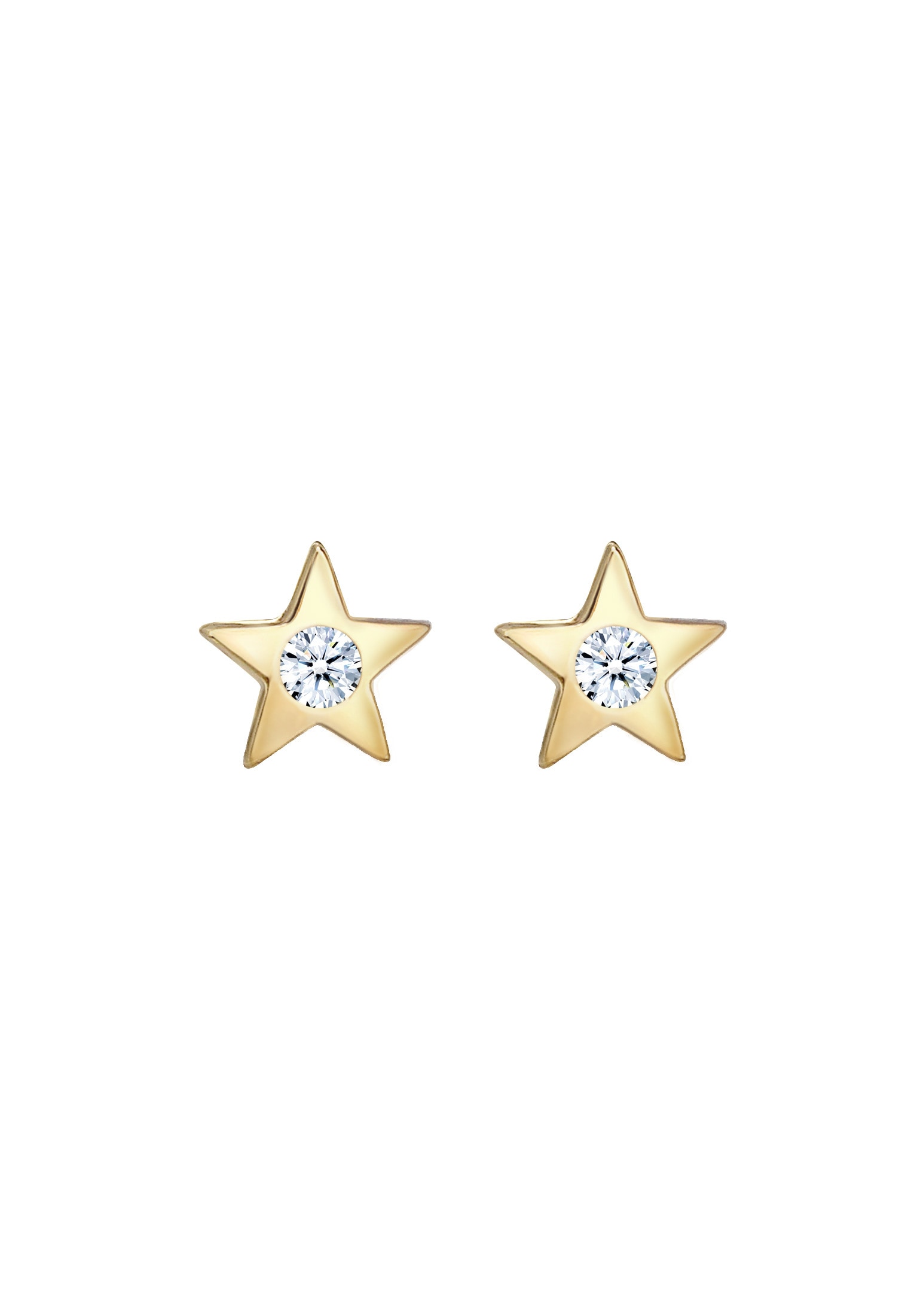 Elli DIAMONDS Paar Ohrstecker »Ohrstecker Stern Diamant (0.03ct) 375 Gelbgold«