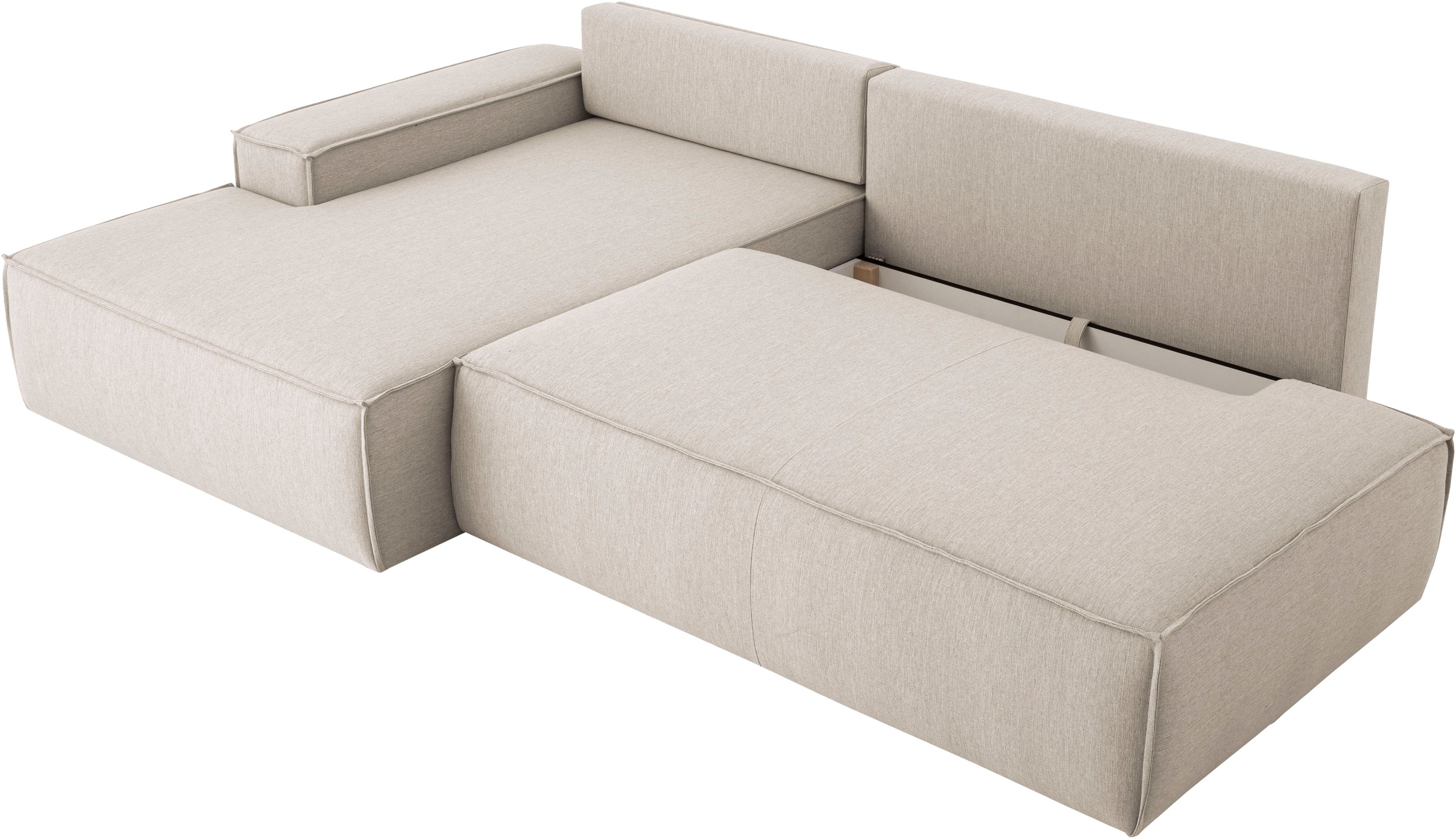 Home affaire Ecksofa »SHERWOOD, Schlafsofa in L-Form offen (275cm), Cord, Leinenoptik«, Schlaffunktion und Bettkasten, Kedernaht, hoher Sitz- & Liegekomfort