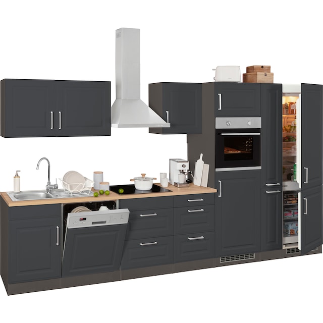HELD MÖBEL Küchenzeile »Stockholm«, Breite 370 cm, mit hochwertigen MDF  Fronten im Landhaus-Stil online kaufen