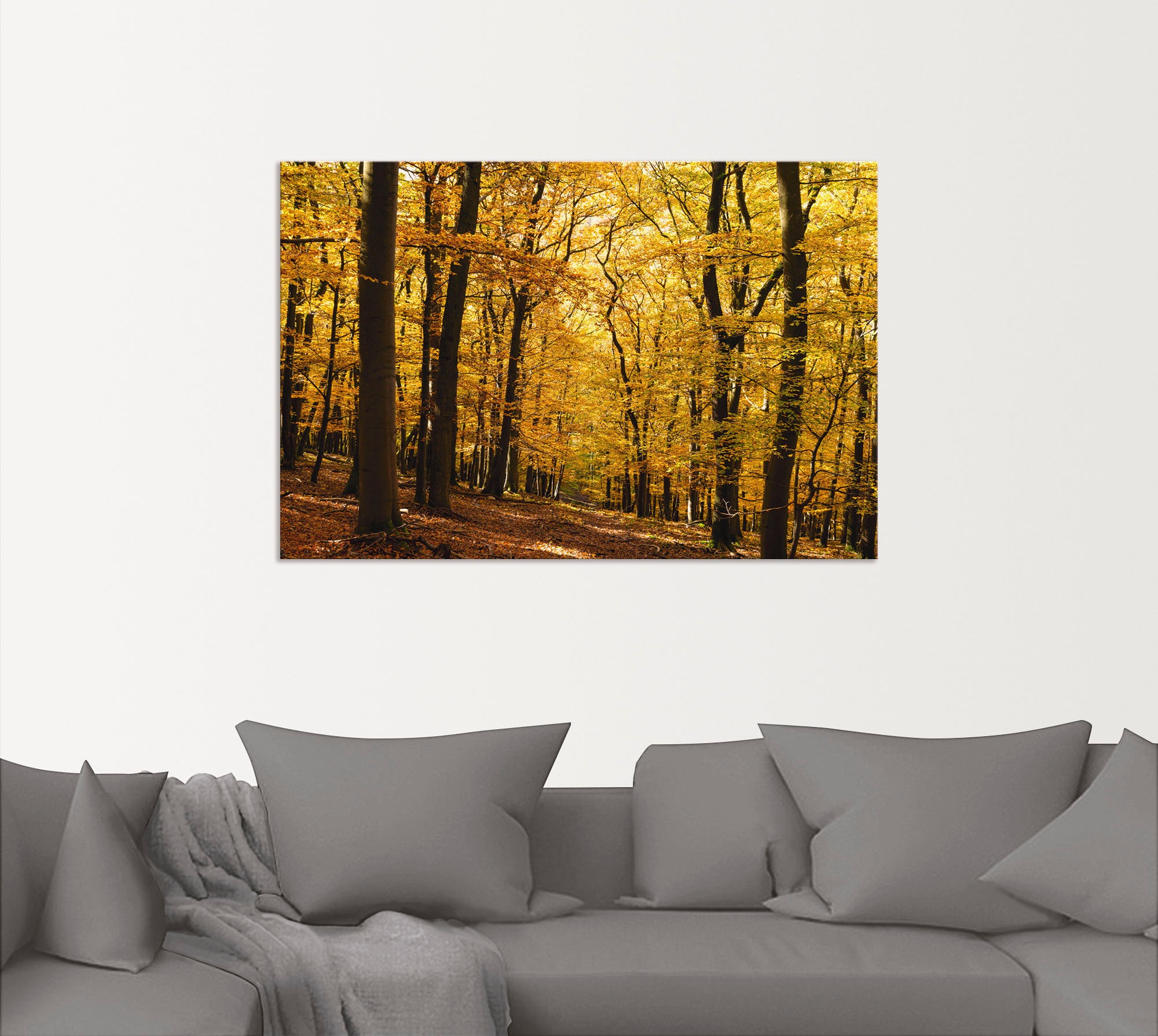 Artland Wandbild »Spaziergang im Herbstwald«, Wald, (1 St.), als Alubild, Outdoorbild, Leinwandbild, Poster in verschied. Größen