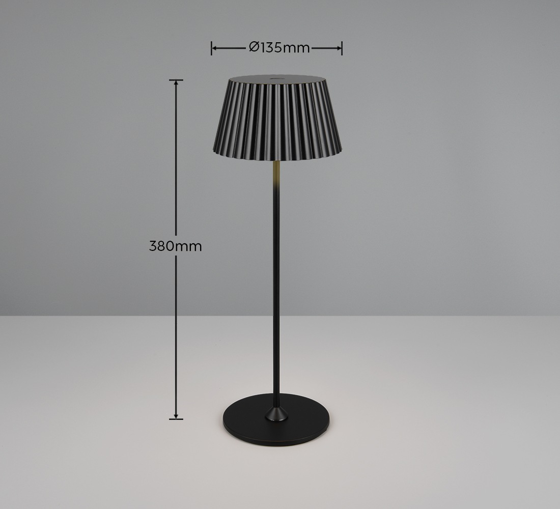 REALITY Leuchten LED Außen-Tischleuchte »SUAREZ«, 1 flammig, Leuchtmittel LED-Board | LED fest integriert, Outdoor Akku Tischlampe inkl Ladestation USB-C, Touch-Dimmer Höhe 39cm