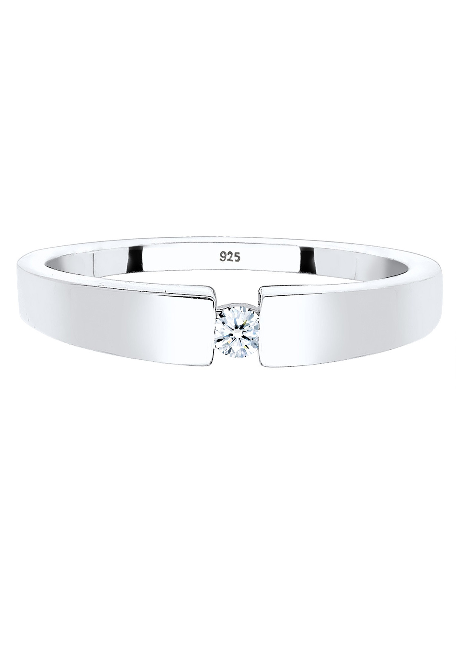 Elli DIAMONDS Verlobungsring »Klassisch Bandring Diamant 0.06 ct. 925 Silber«