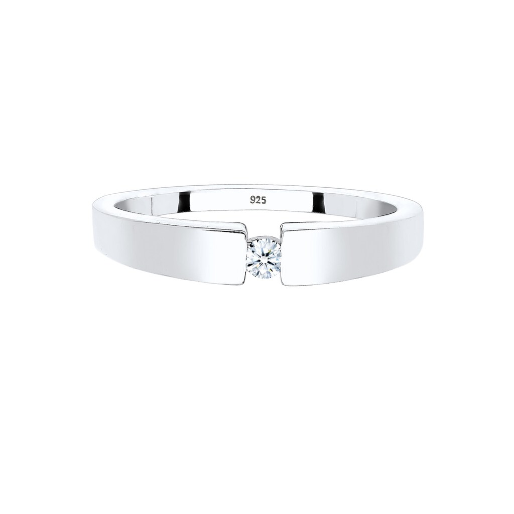 Elli DIAMONDS Verlobungsring »Klassisch Bandring Diamant 0.06 ct. 925 Silber«
