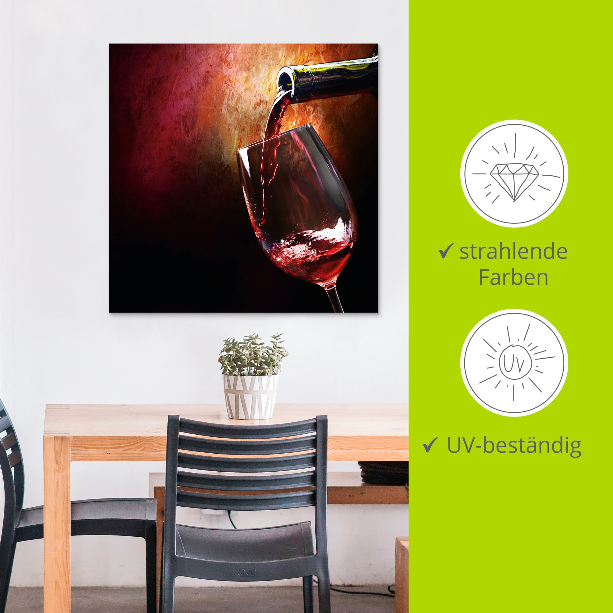 Artland Wandbild »Wein - Rotwein«, Getränke, (1 St.), als Alubild, Outdoorbild, Leinwandbild, Poster, Wandaufkleber