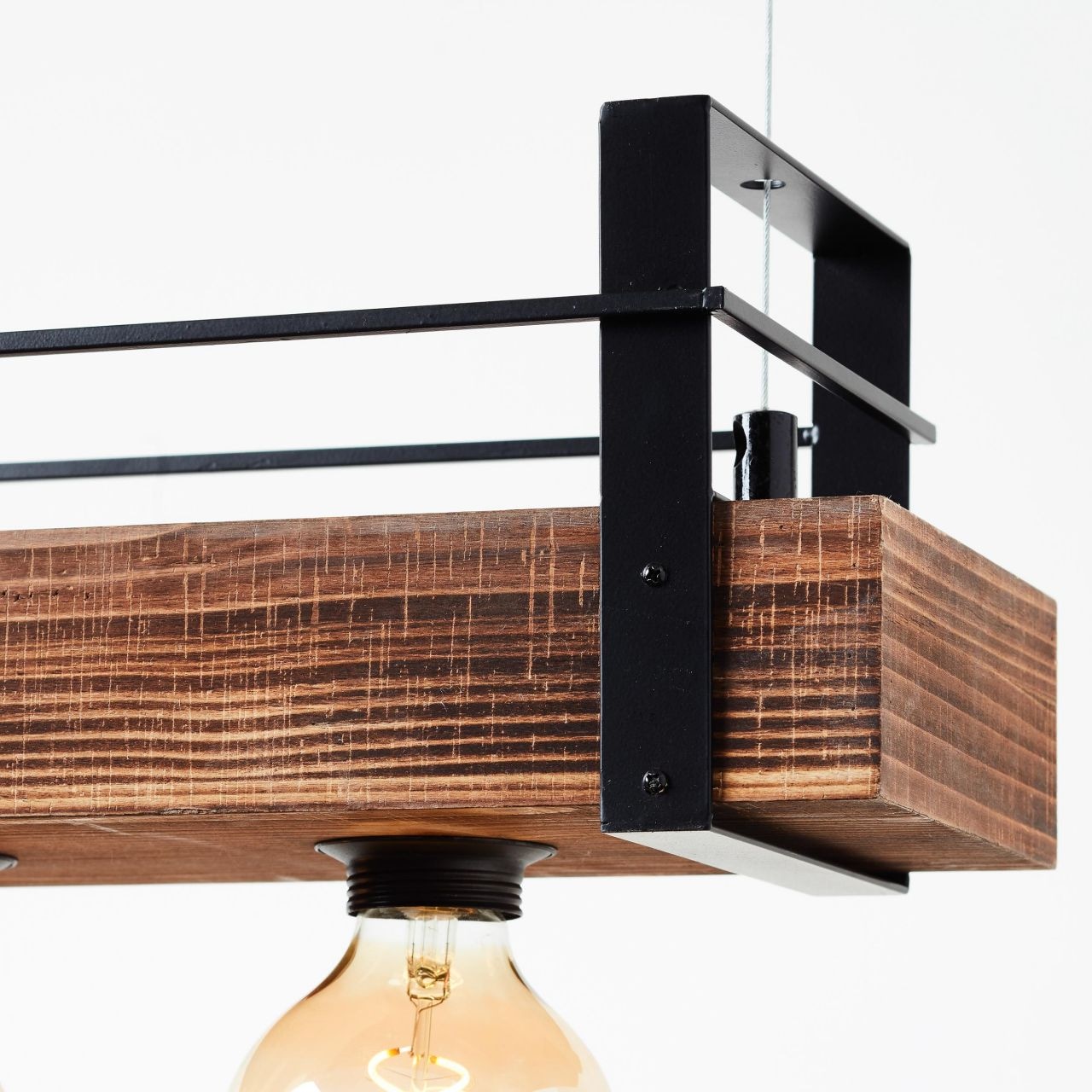 Brilliant Pendelleuchte »Bankwood«, 3 flammig, Leuchtmittel E27 | ohne Leuchtmittel, Hängelampe 3flg schwarz stahl/holz