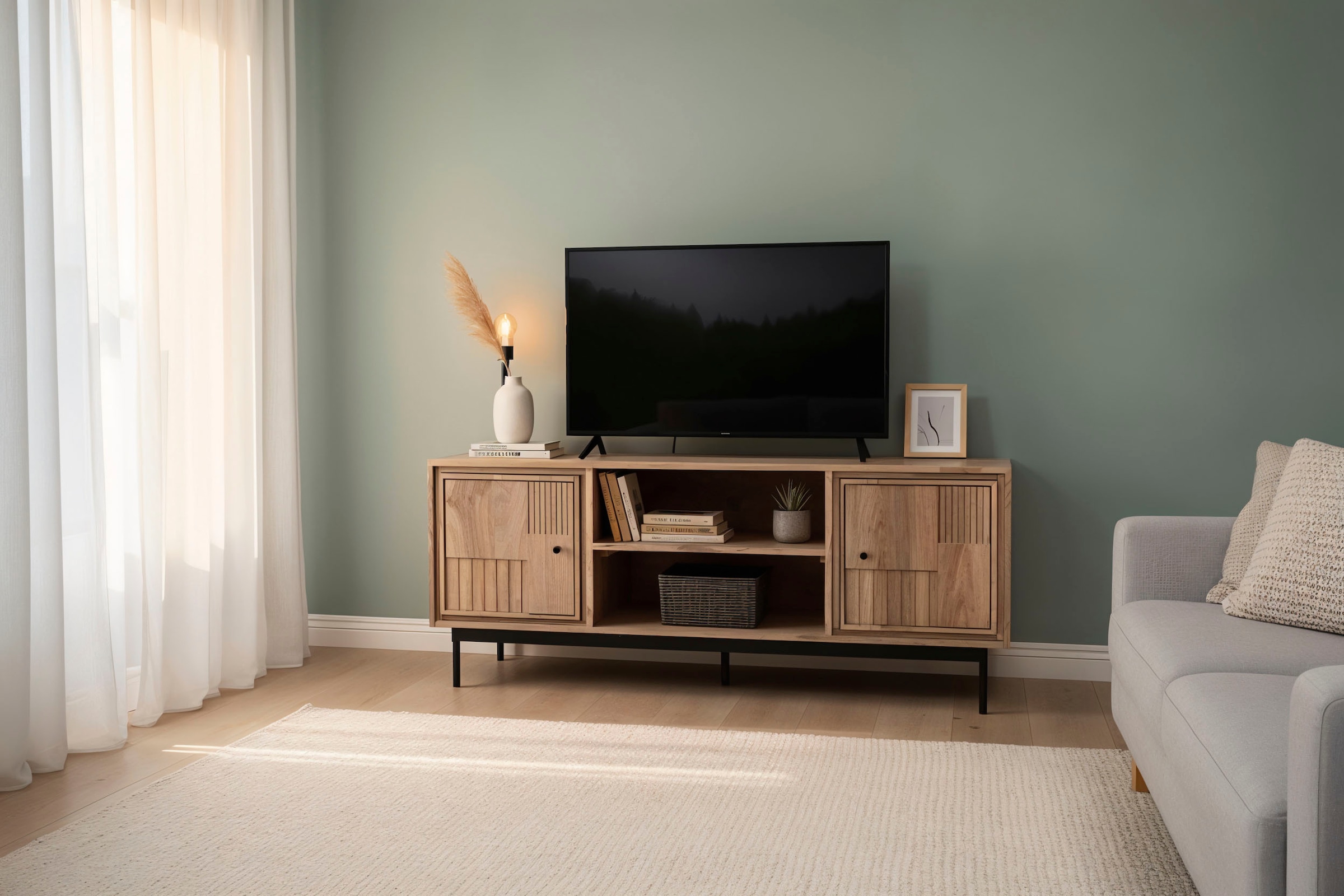 SIT Lowboard »TV Schrank – Massives Holz‑TV‑Board mit variablen Böden« 1 Stk. tlg. Massives Lowboard mit variablen Böden & 2 Kabeldurchführungen