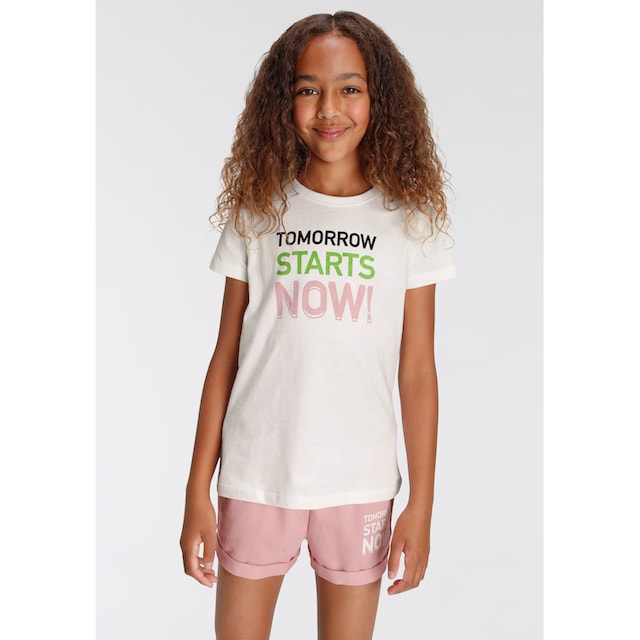 »Tomorrow KIDSWORLD jetzt T-Shirt %Sale now!«, starts im Druck
