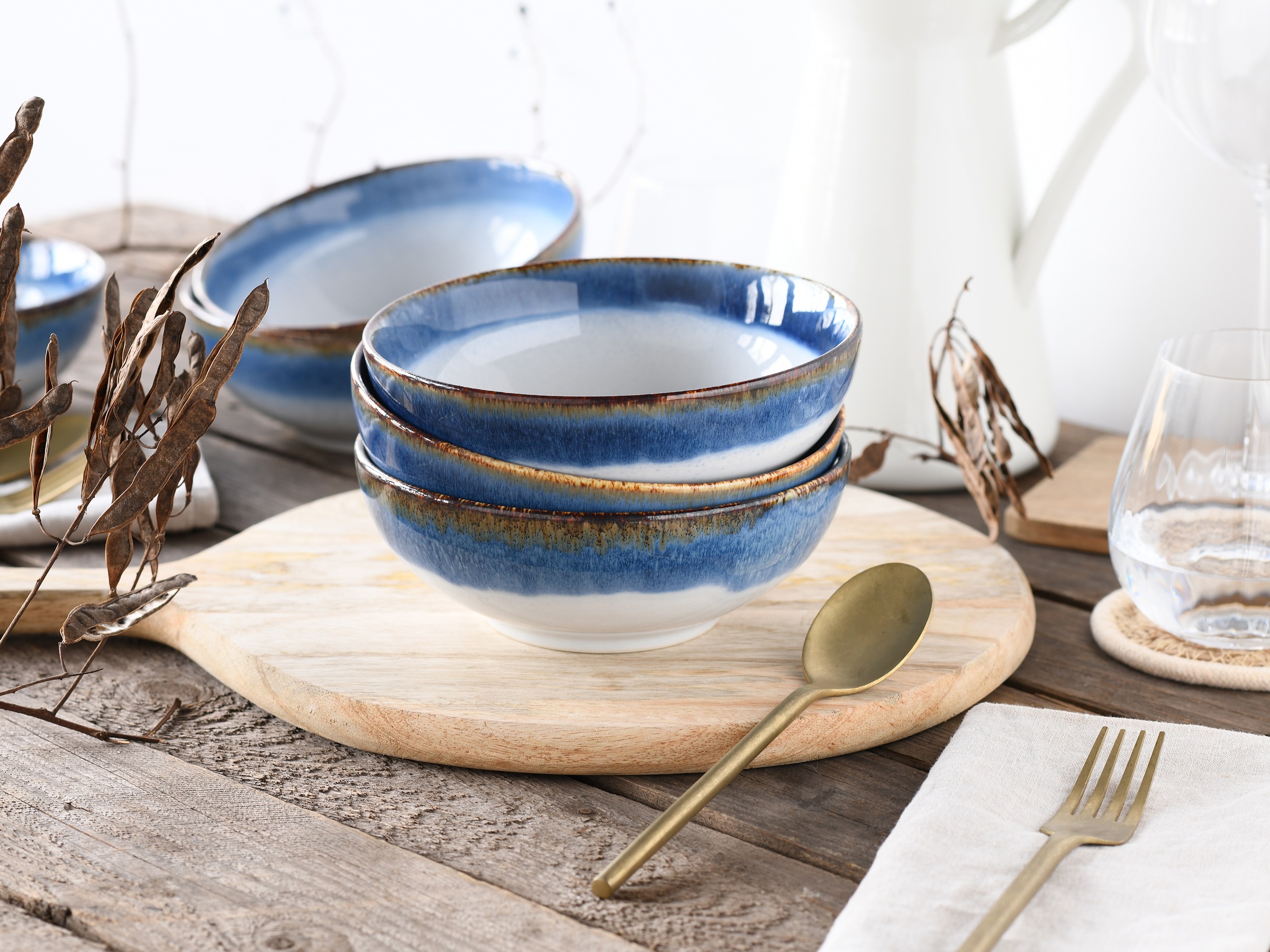 CreaTable Schale »Cascade, Smoothie Bowl, Ø 16,5 cm 6-tlg«, 6 tlg., aus Steinzeug, Rekativglasur, Healthy Food