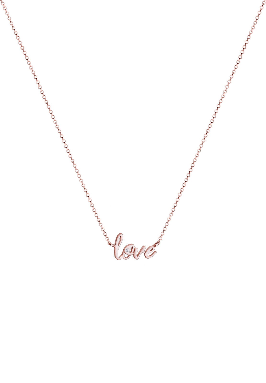 Elli Collierkettchen »Love Liebe Wording Kristalle 925 Silber«