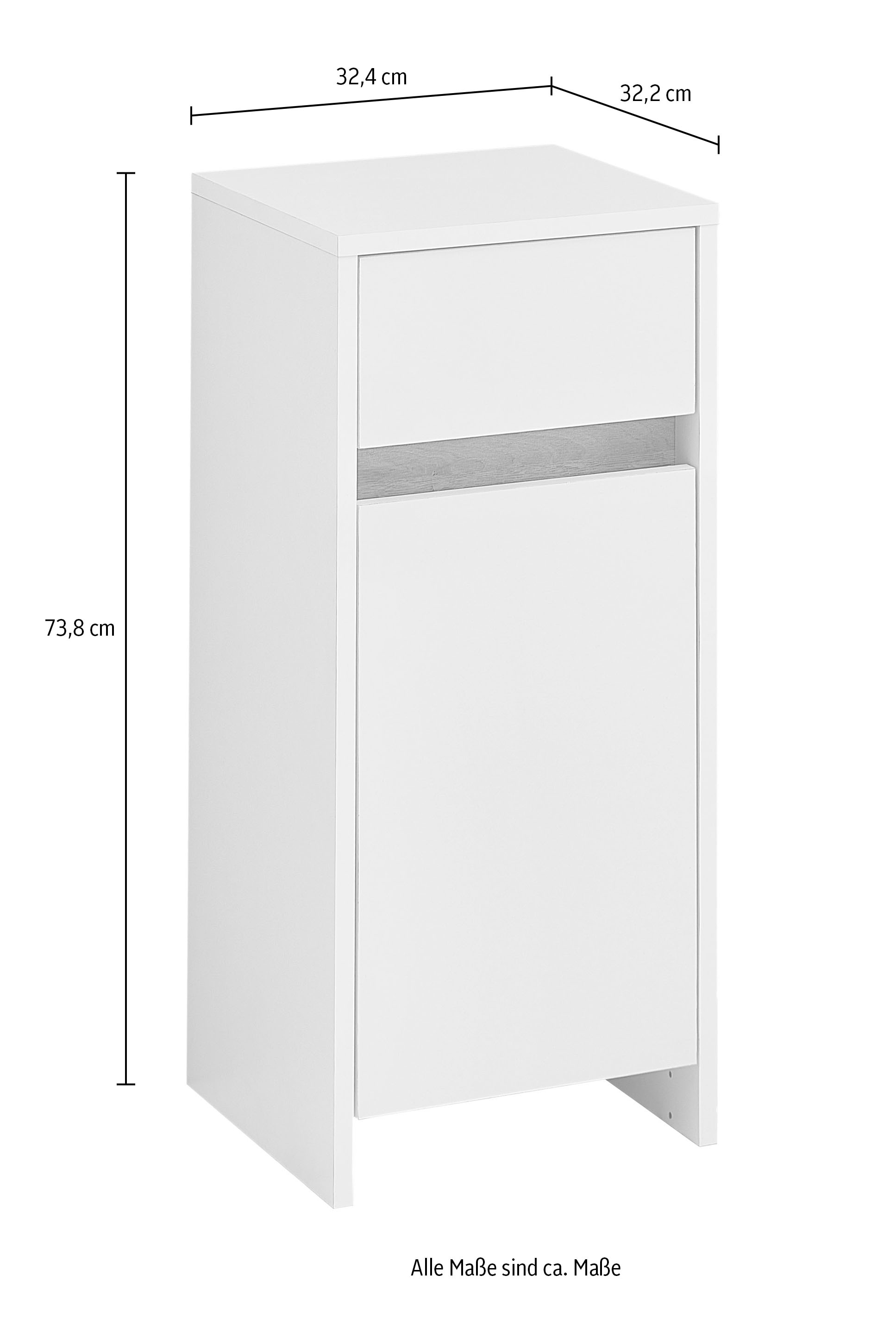 Saphir Unterschrank »Quickset 100, Badschrank 32,4 cm, 1 Tür und 1 Schublade« Badezimmerschrank, 1 Einlegeboden, 73,8 cm hoch, mit Akzentfuge